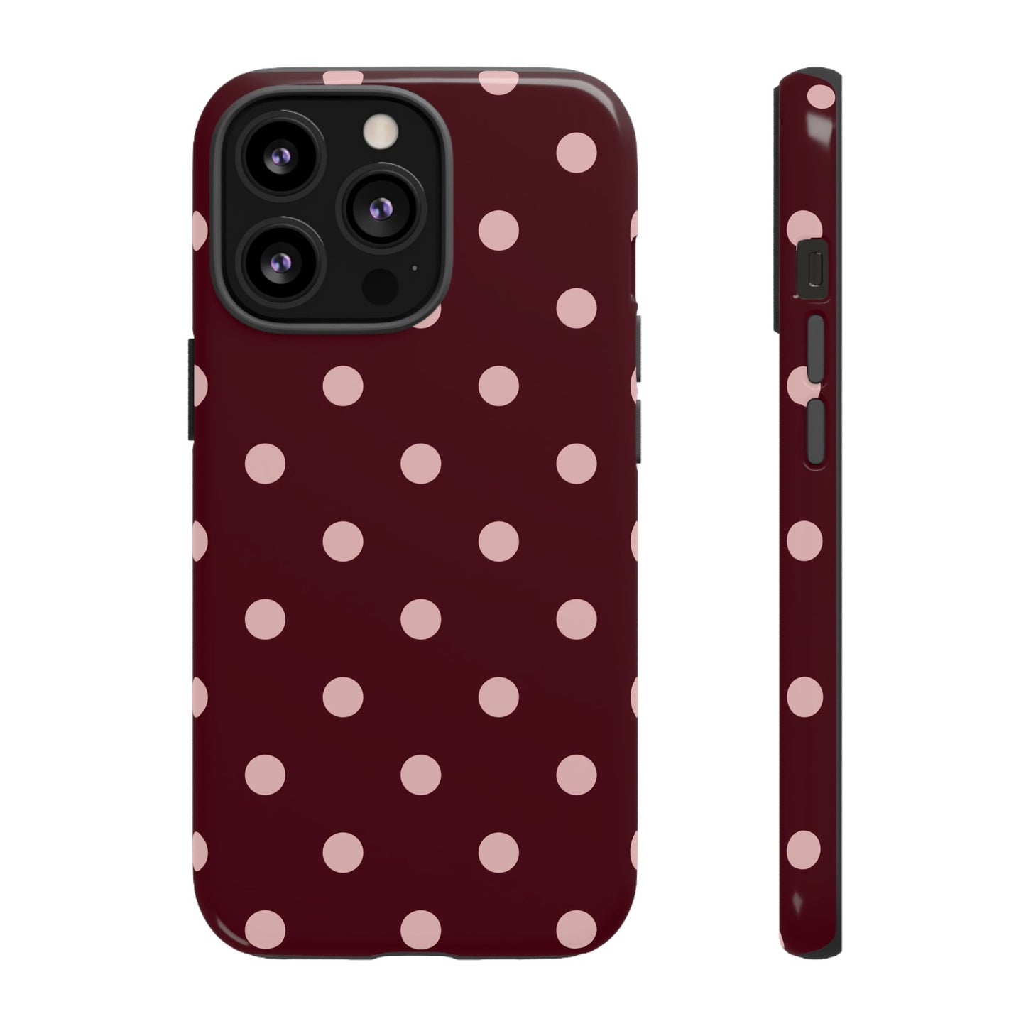 Burgundy & Blush Polka Dot Tough Phone Case