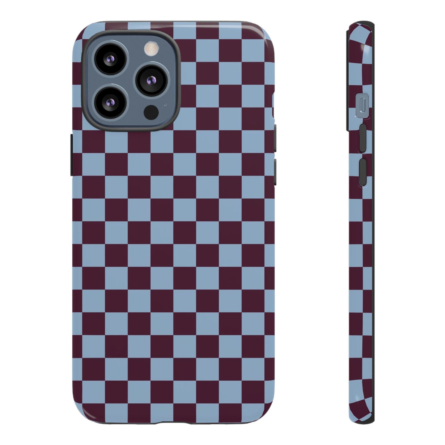 Blue & Burgundy Checkered Phone Case