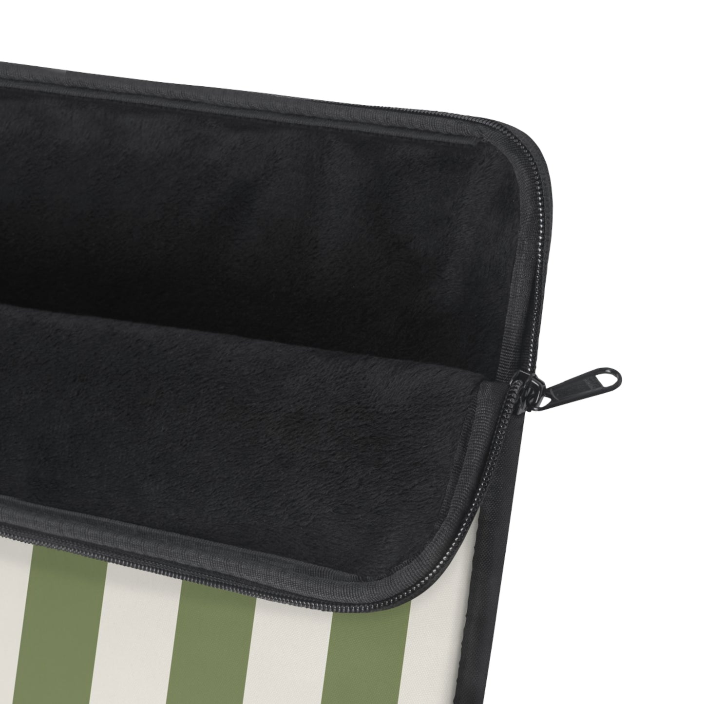 Green & Cream Vertical Stripe Laptop Sleeve — Classic Striped Protective Case