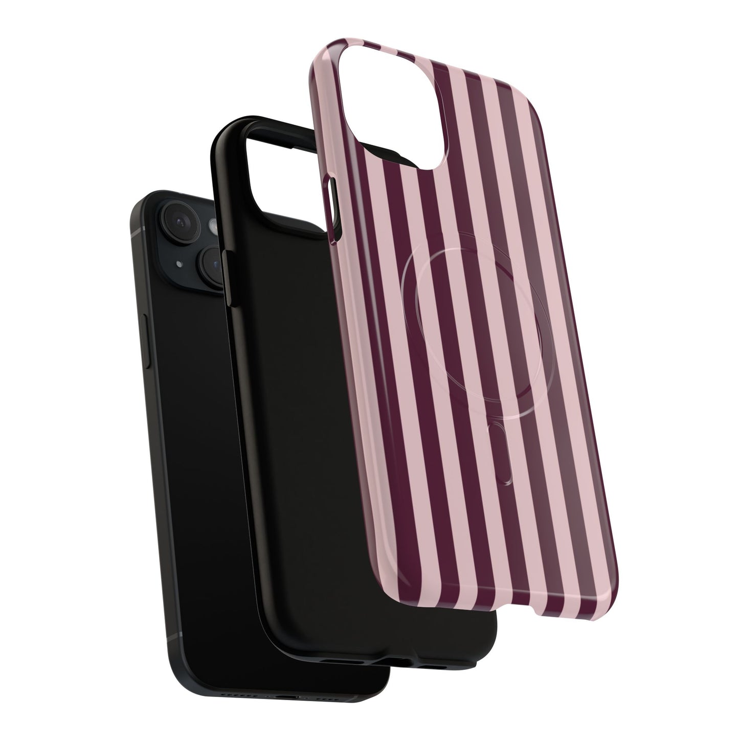 Burgundy & Pink Striped Magnetic Phone Case