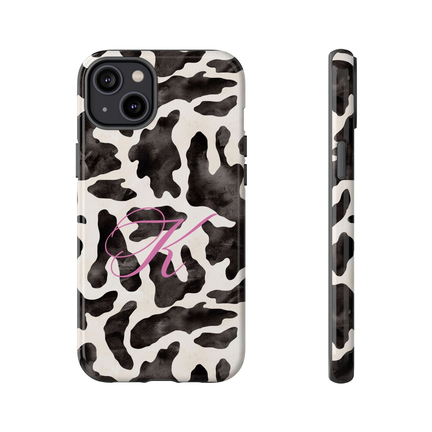 Personalized Monogram Cow Print Tough Phone Case