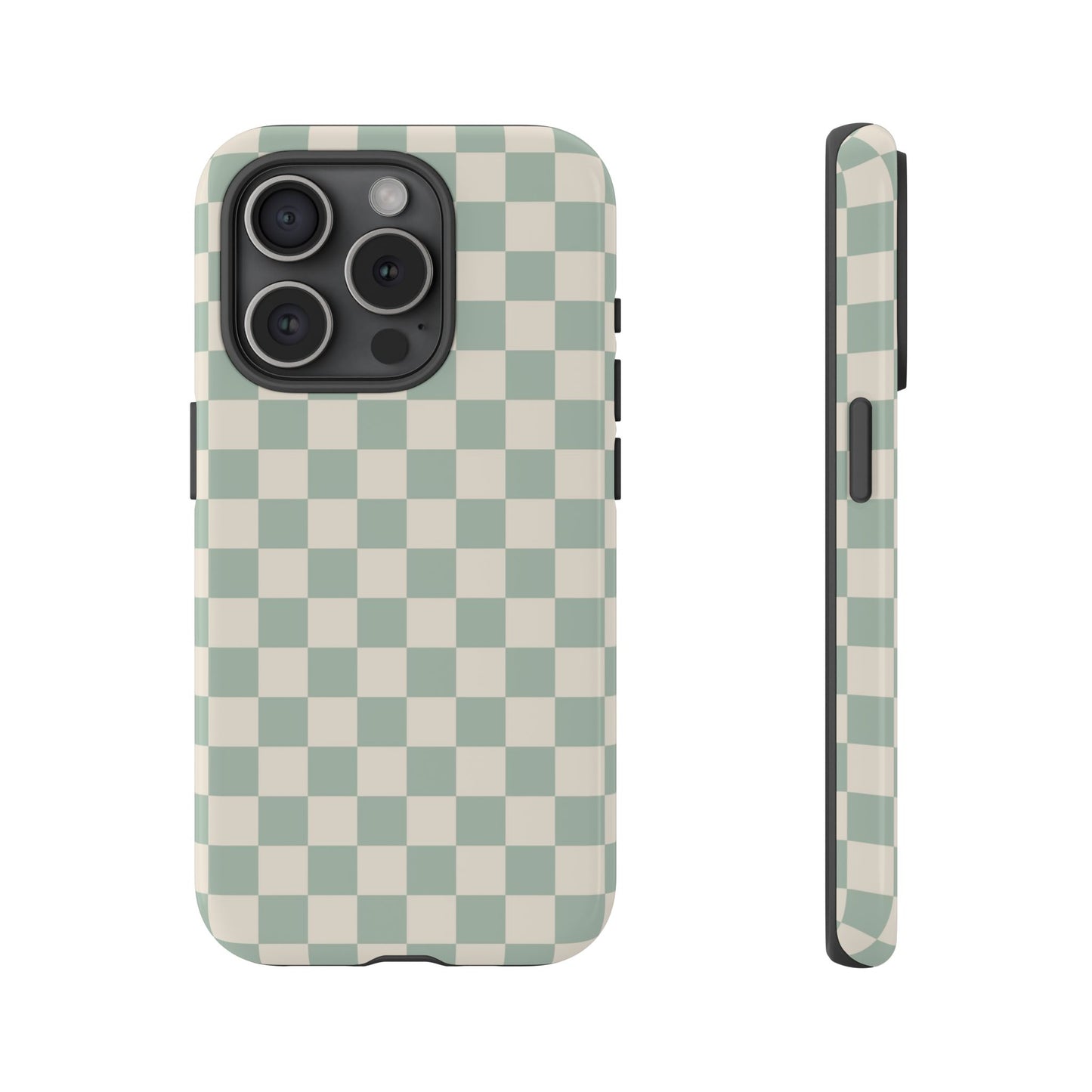 Sage Green & Beige Checkered Phone Case