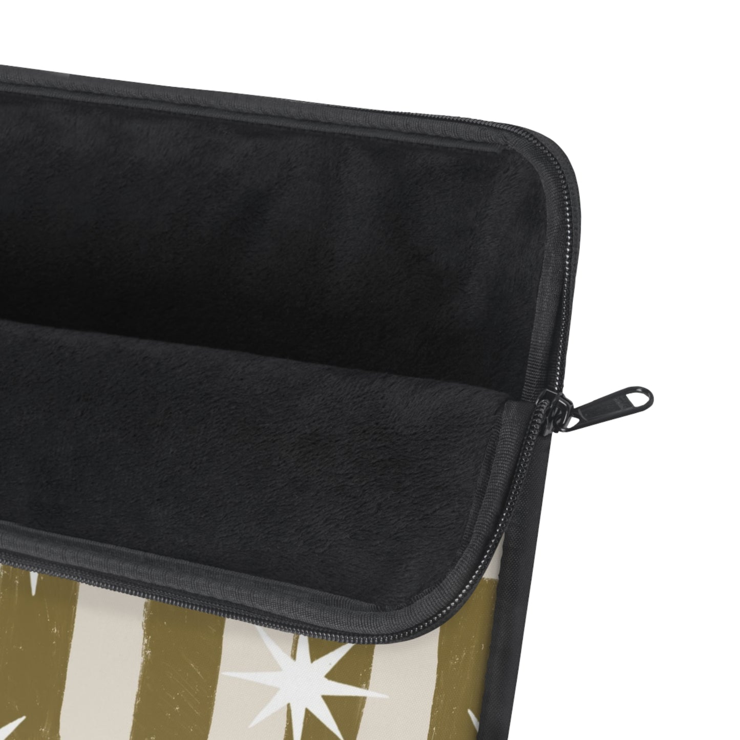 Retro Olive Check Laptop Sleeve with Starburst Pattern