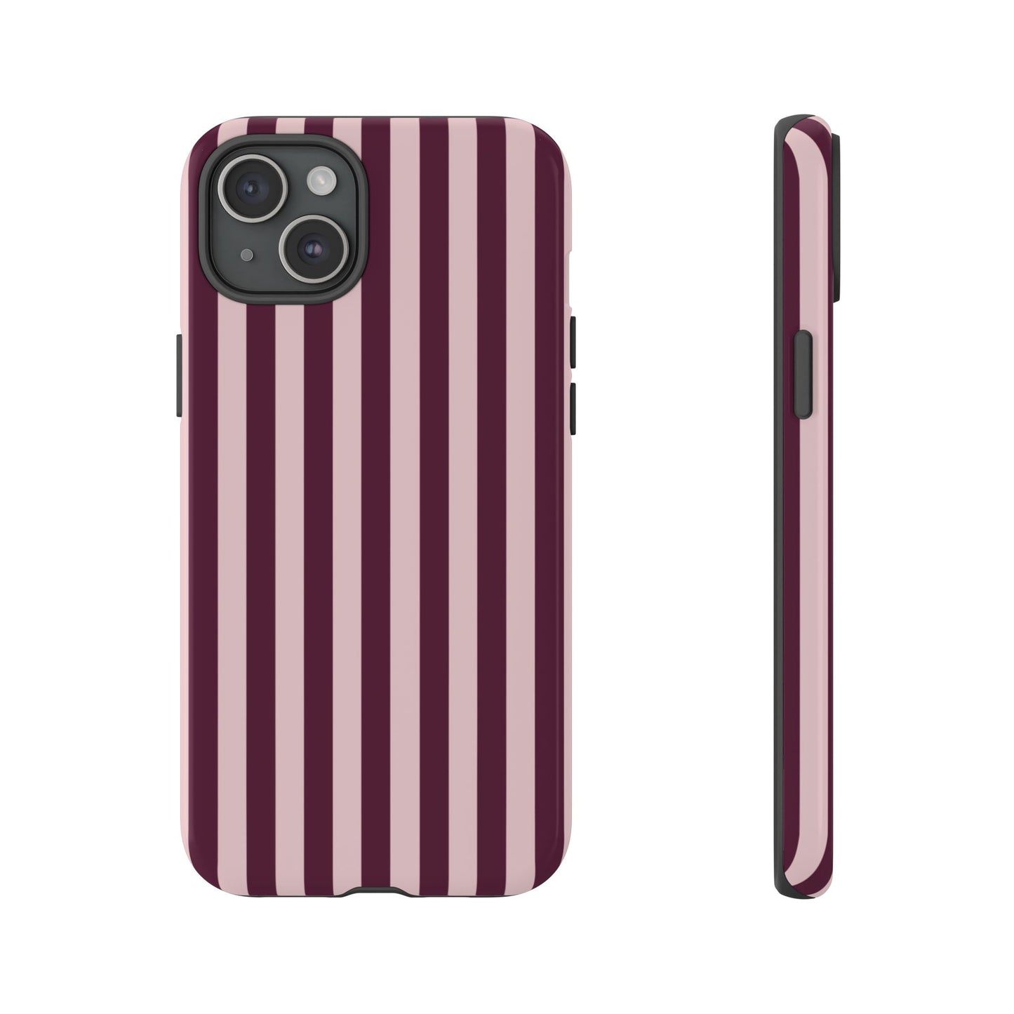 Pink & Burgundy Striped Tough Phone Case