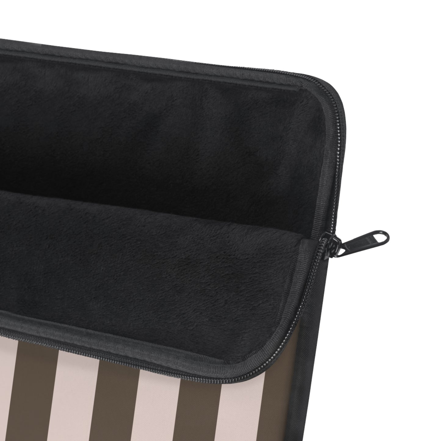 Neutral Stripe Laptop Sleeve — Taupe & Brown Vertical Striped Sleeve