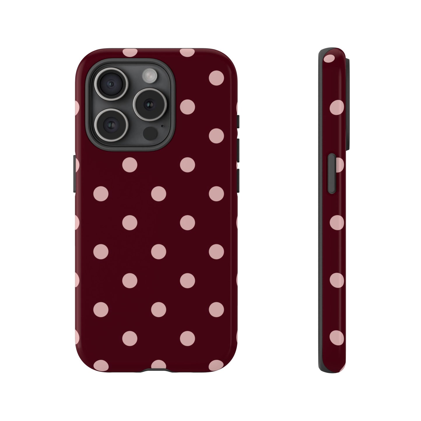 Burgundy & Blush Polka Dot Tough Phone Case
