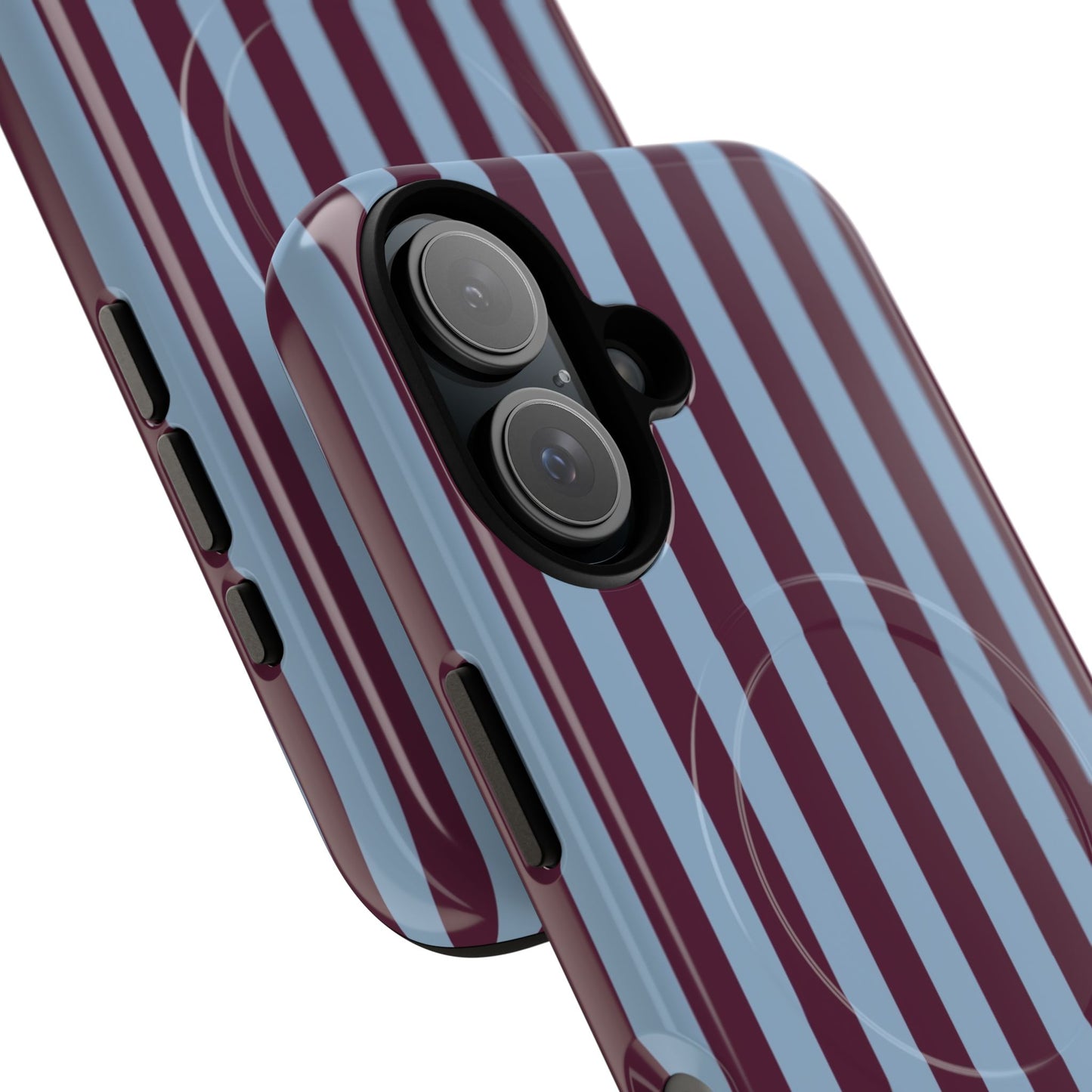 Burgundy & Blue Striped Magnetic Phone Case