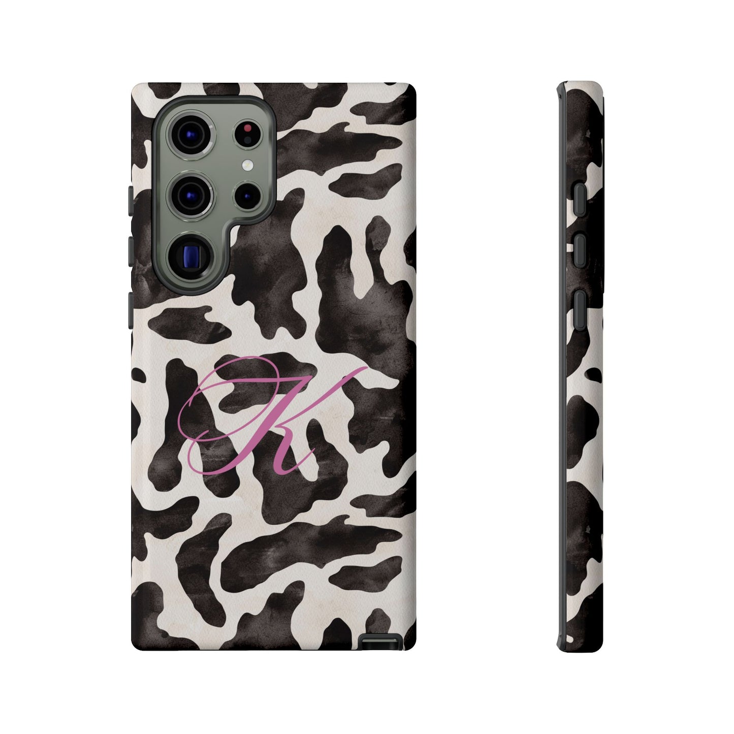 Personalized Monogram Cow Print Tough Phone Case