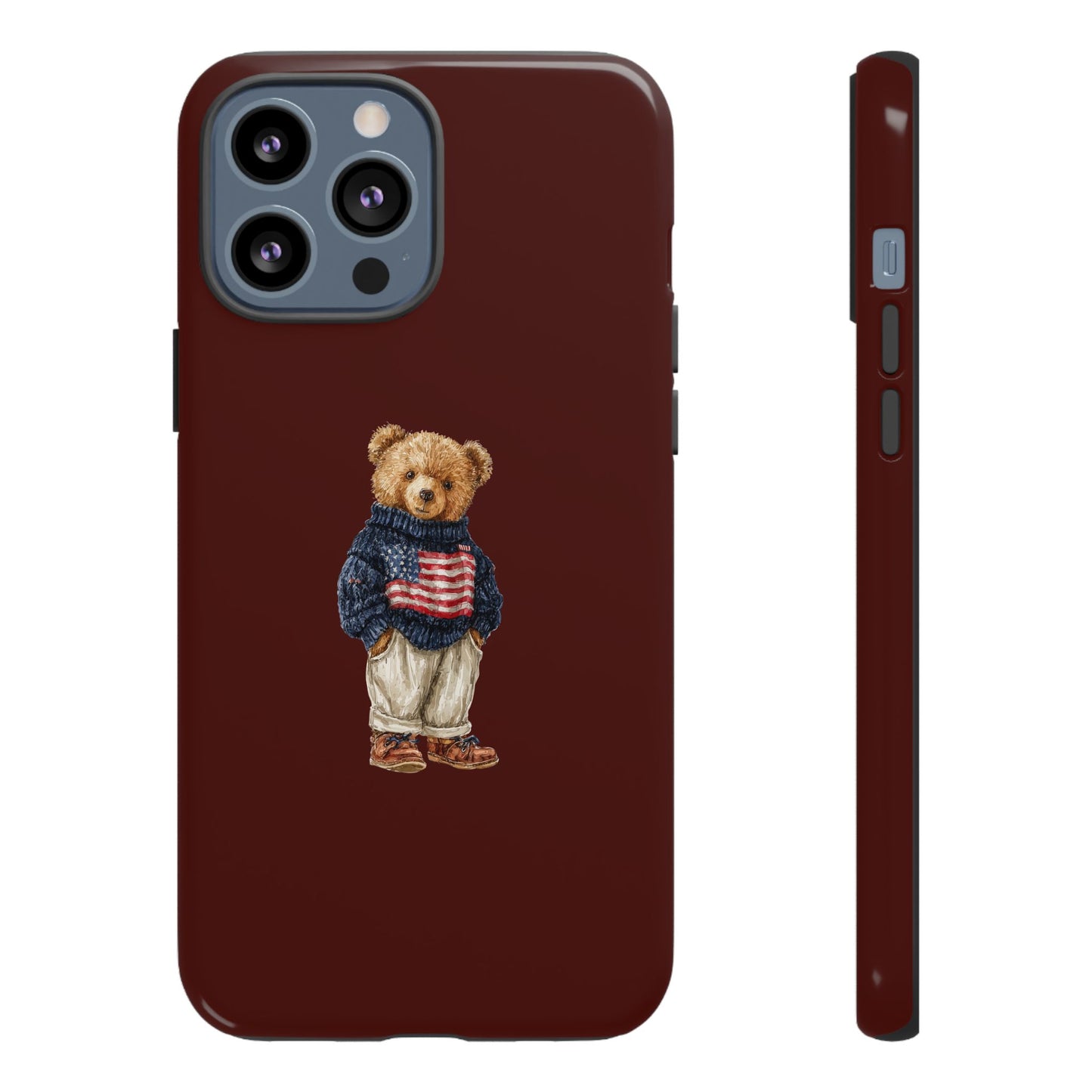 Teddy Bear in American Flag Sweater Tough Phone Case