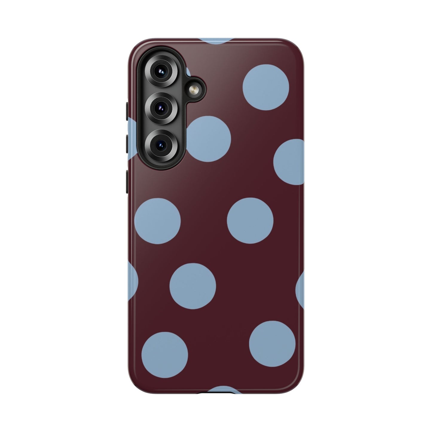 Polka Dot Phone Case — Maroon & Sky Blue Tough Protective Cover