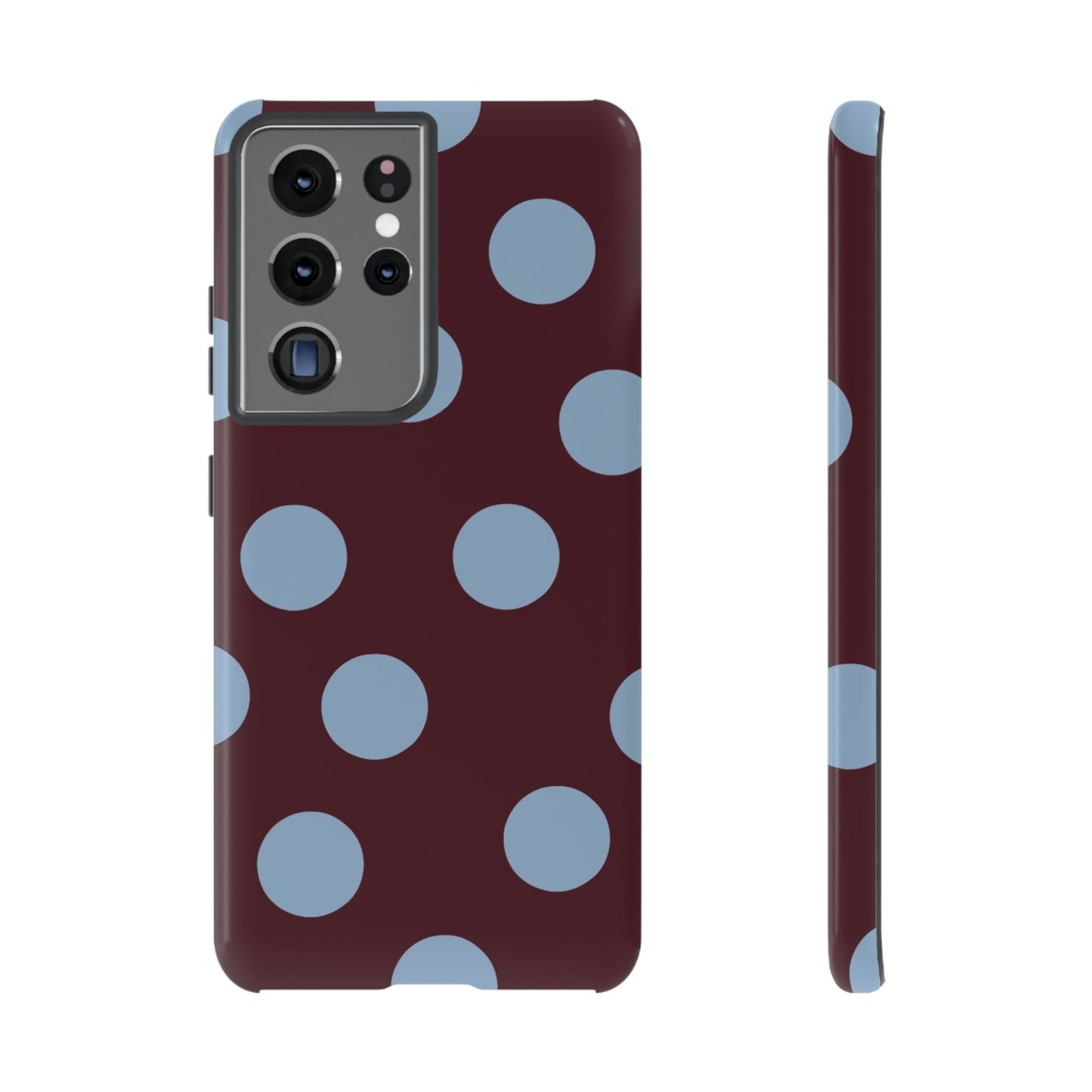 Polka Dot Phone Case — Maroon & Sky Blue Tough Protective Cover