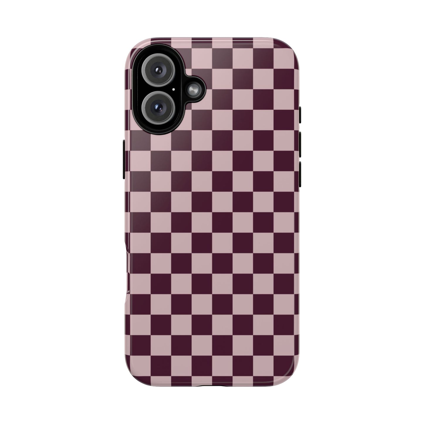 Burgundy & Pink Checkered Phone Case