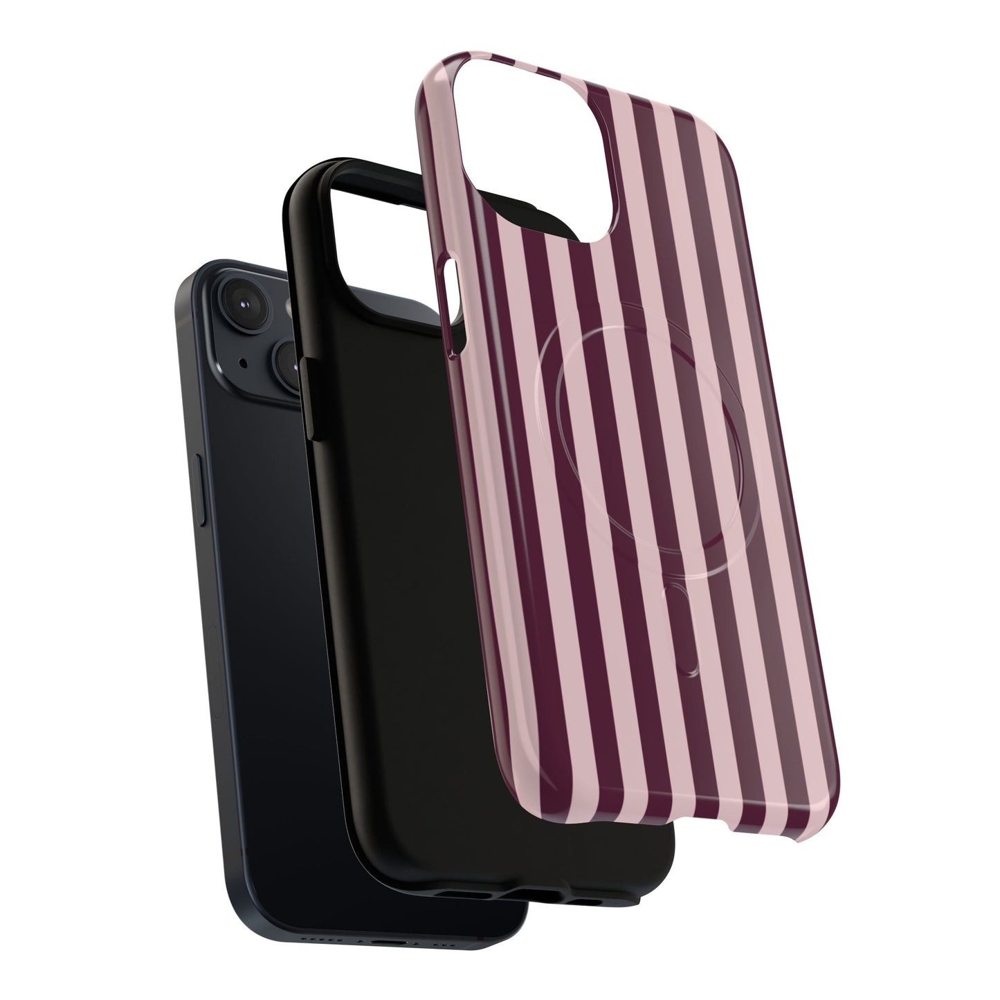 Burgundy & Pink Striped Magnetic Phone Case