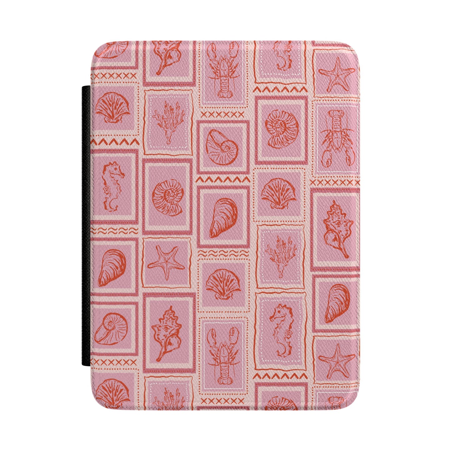 Pink Seashell Kindle Case – Coastal Pattern eReader Cover