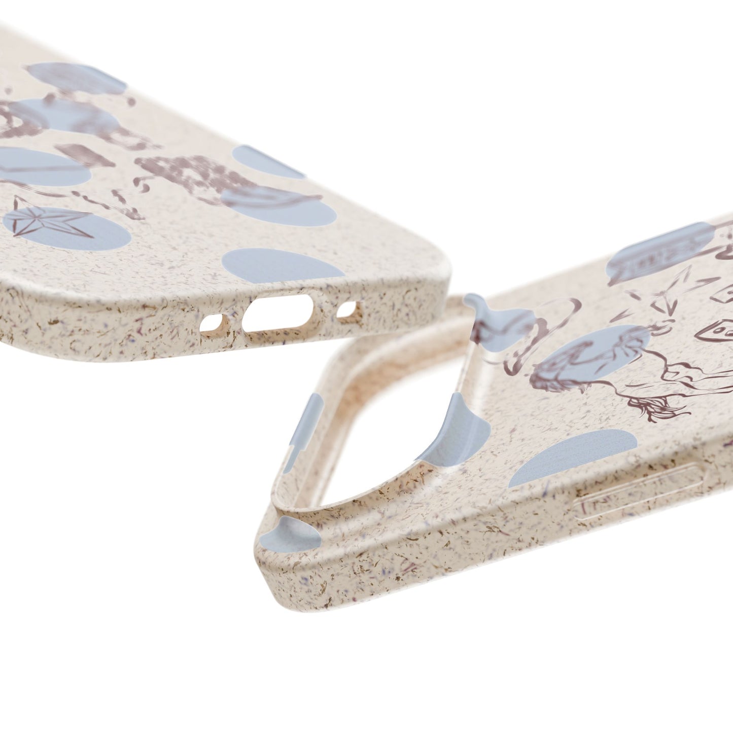 Biodegradable Phone Case — Western Cowgirl Sketches on Natural Speckled Eco Shell