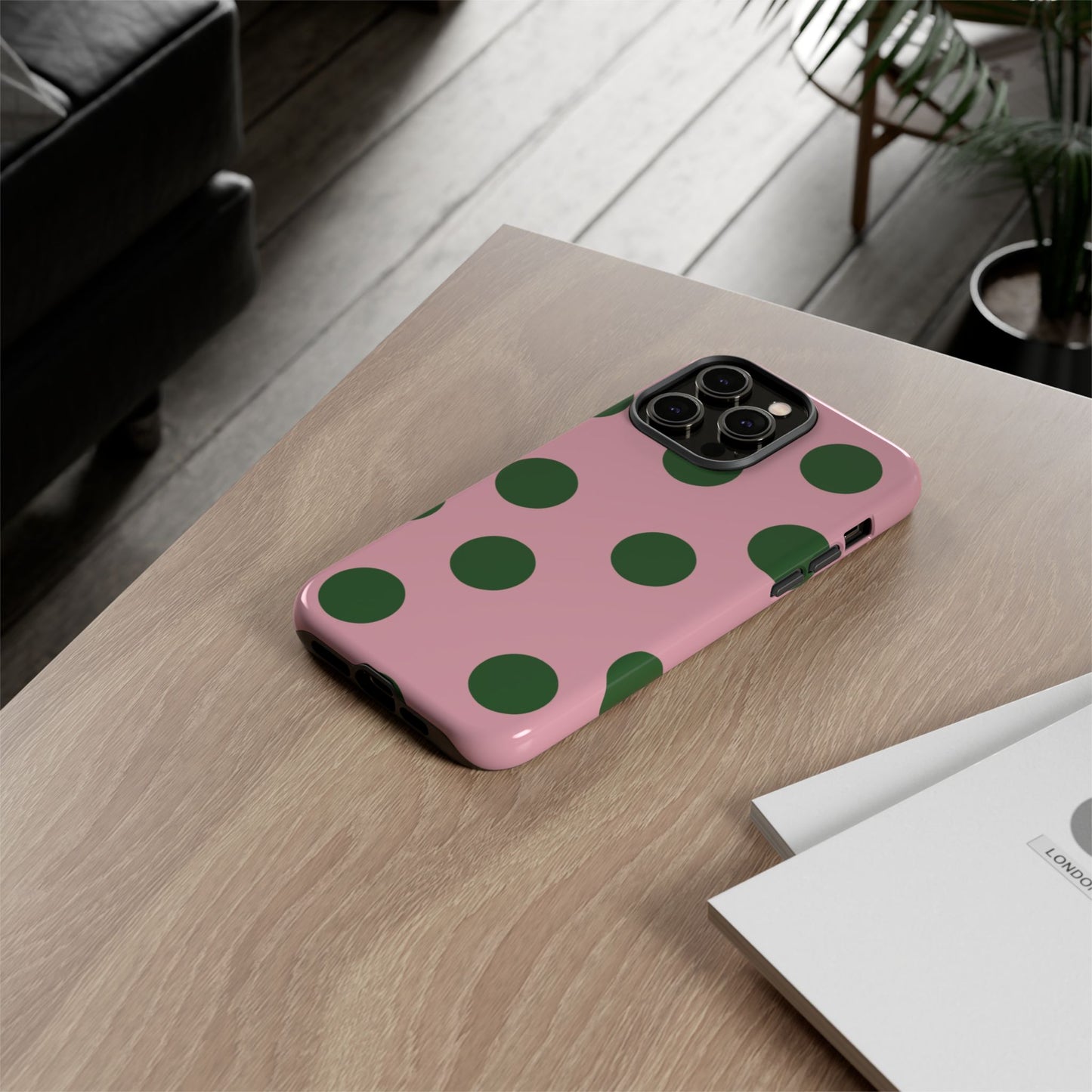 Pink & Green Polka Dot Tough Phone Case