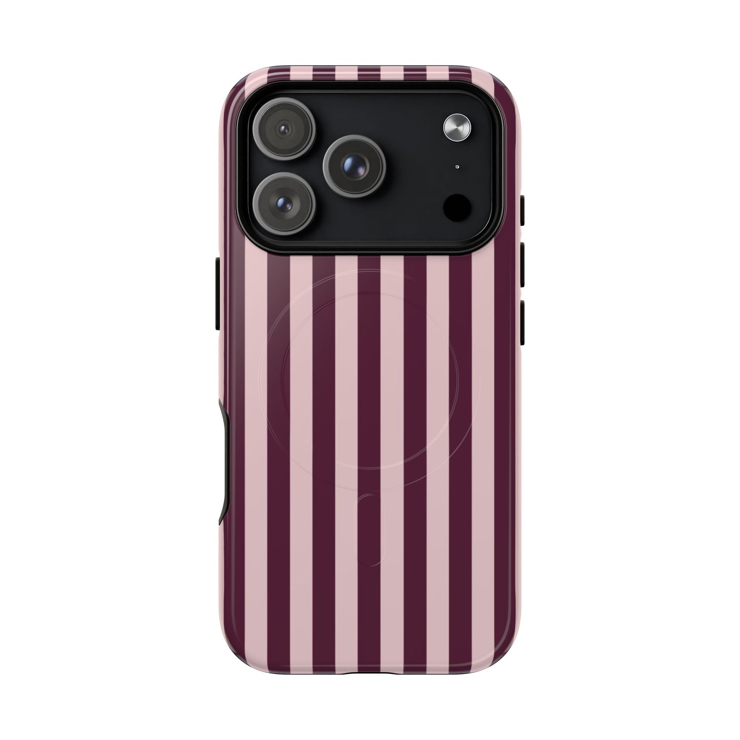 Burgundy & Pink Striped Magnetic Phone Case