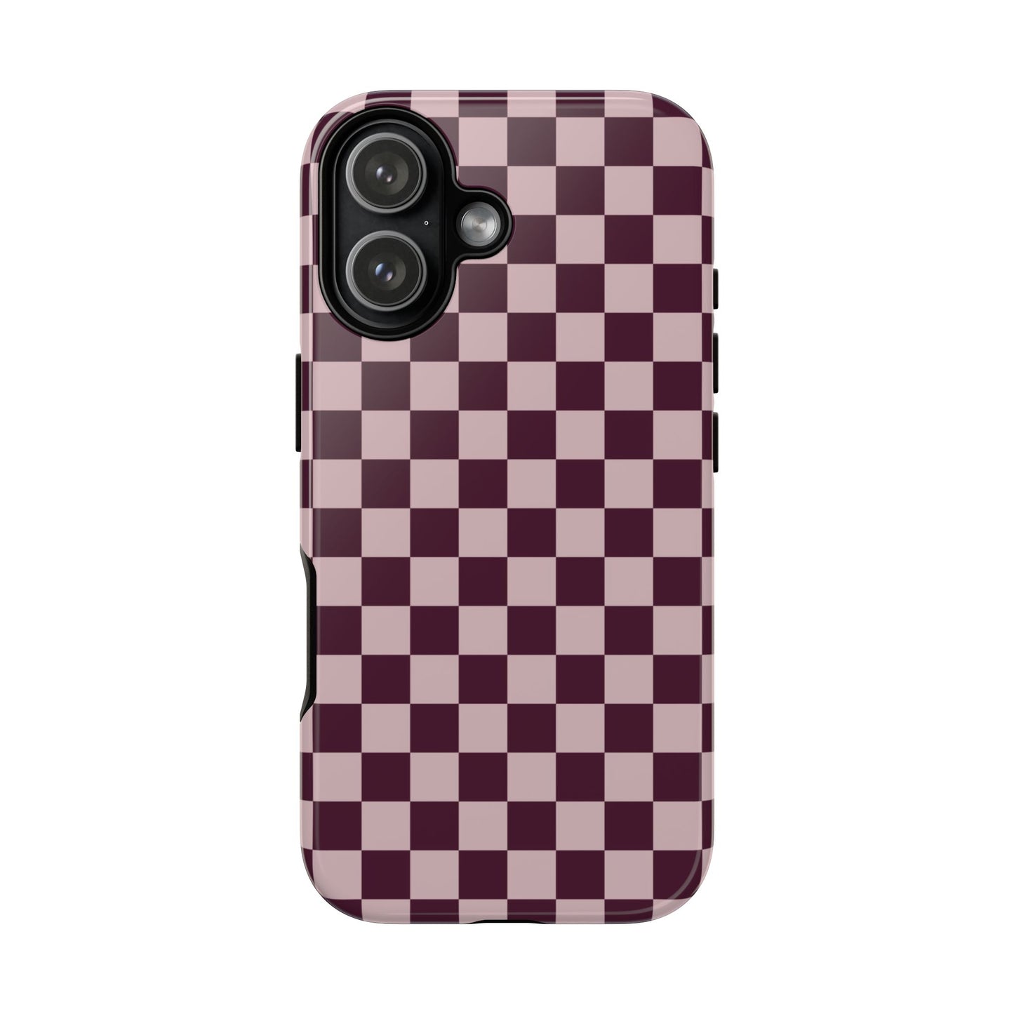 Burgundy & Pink Checkered Phone Case