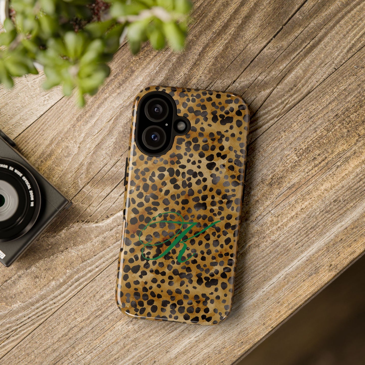 Personalized Initial Leopard Monogram Tough Case