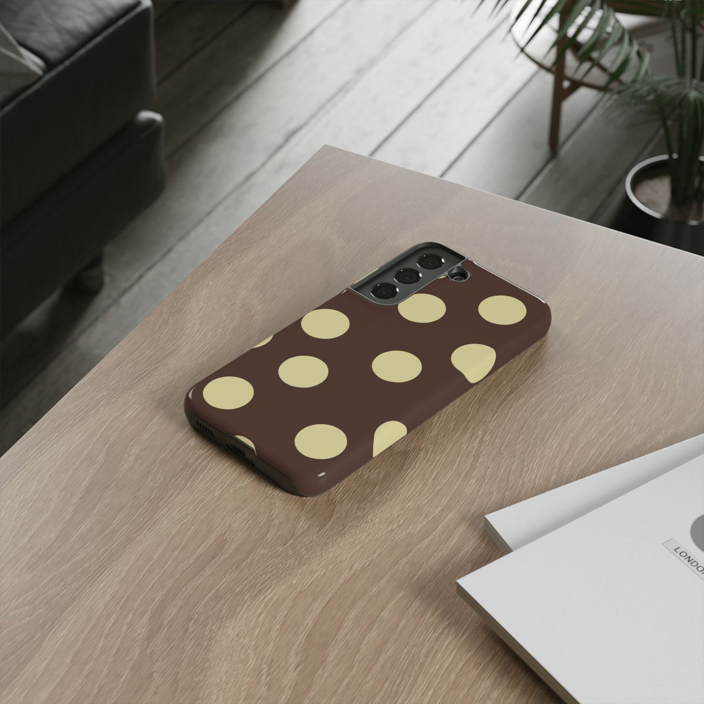 Brown & Butter Yellow Polka Dot Tough Phone Case