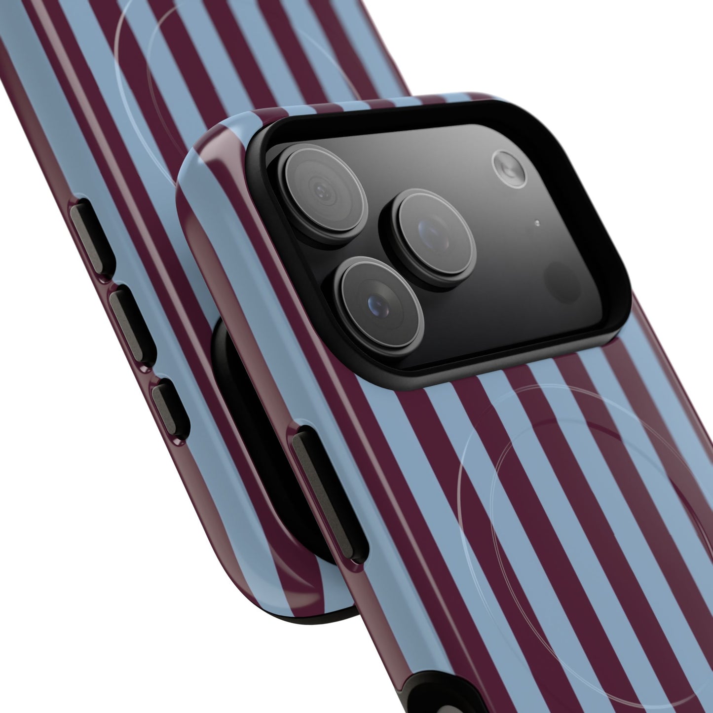 Burgundy & Blue Striped Magnetic Phone Case