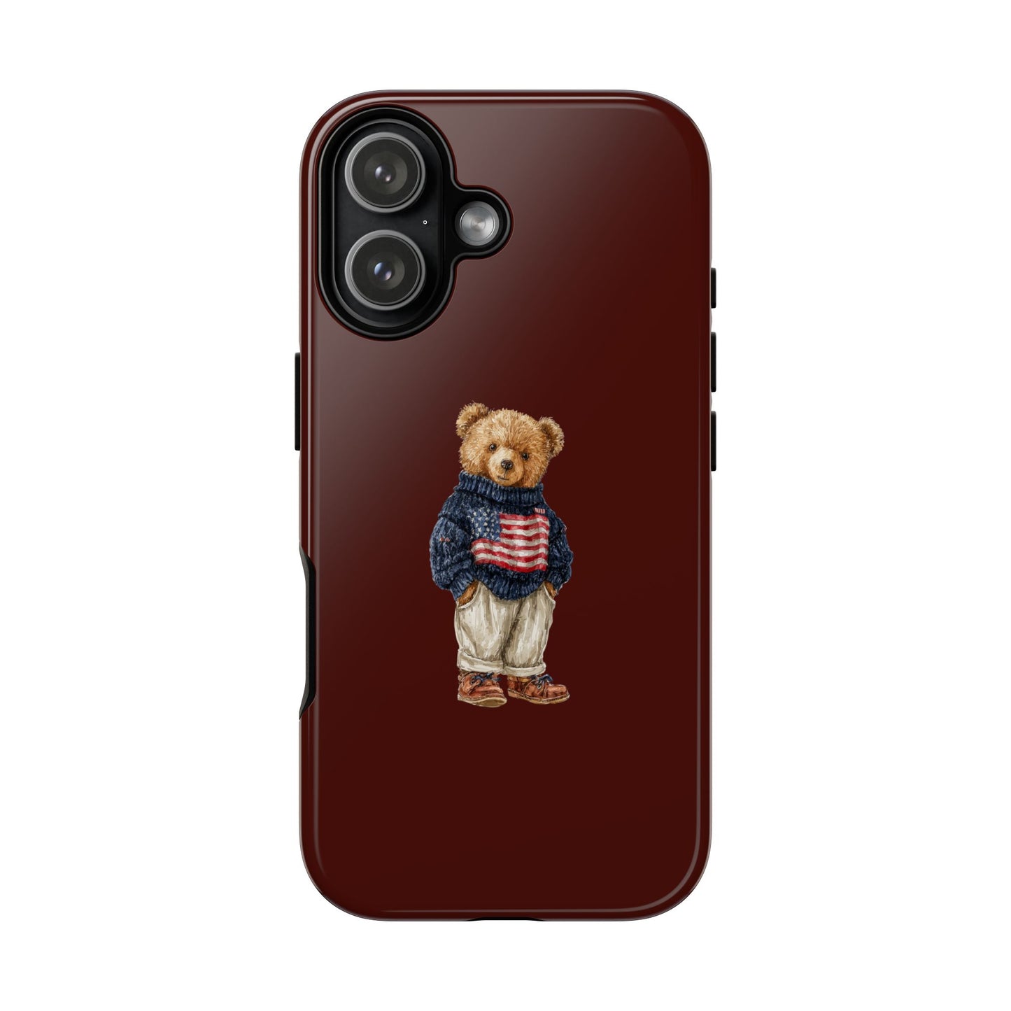 Teddy Bear in American Flag Sweater Tough Phone Case