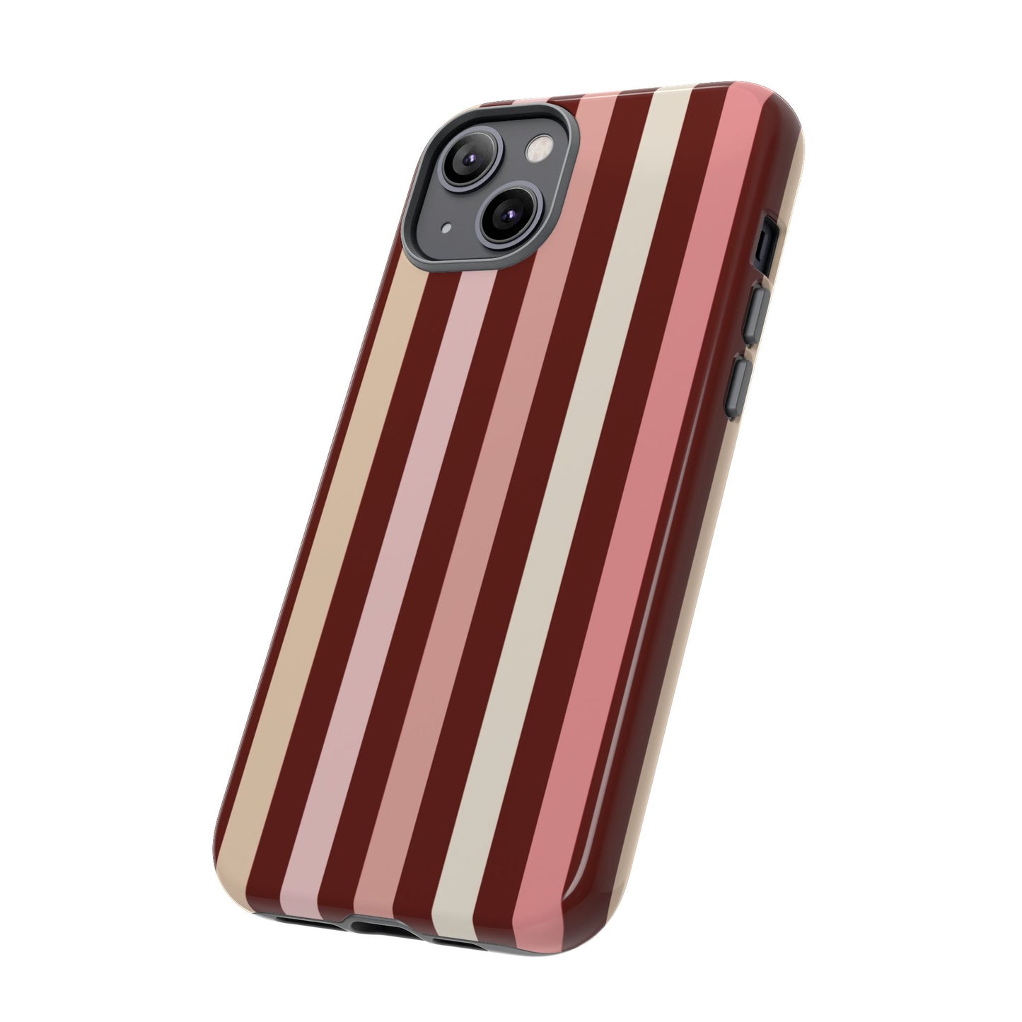 Burgundy Striped Tough Phone Case