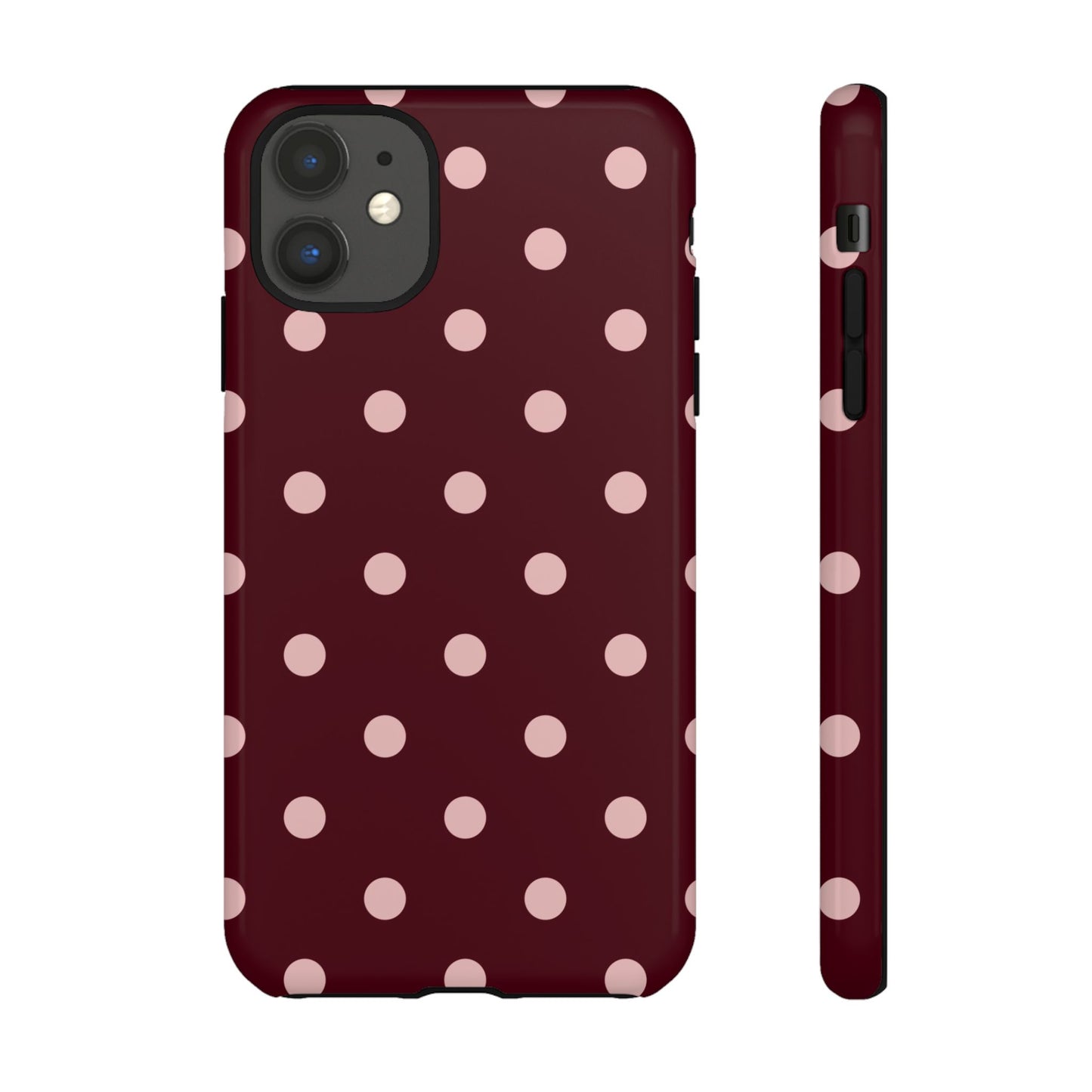 Burgundy & Blush Polka Dot Tough Phone Case