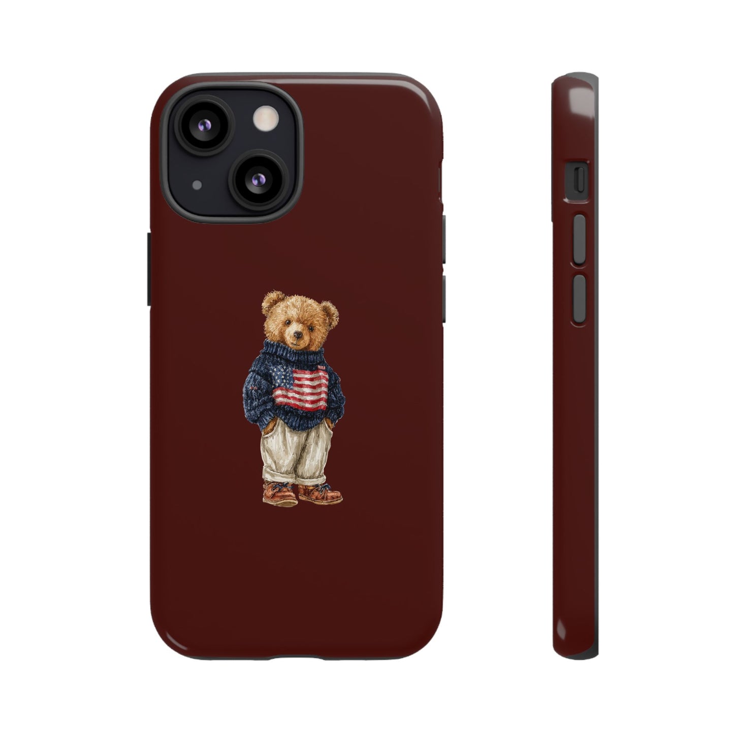 Teddy Bear in American Flag Sweater Tough Phone Case