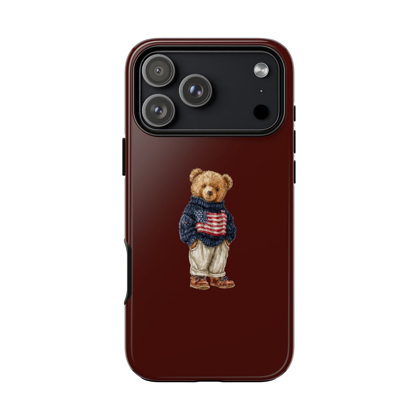Teddy Bear in American Flag Sweater Tough Phone Case