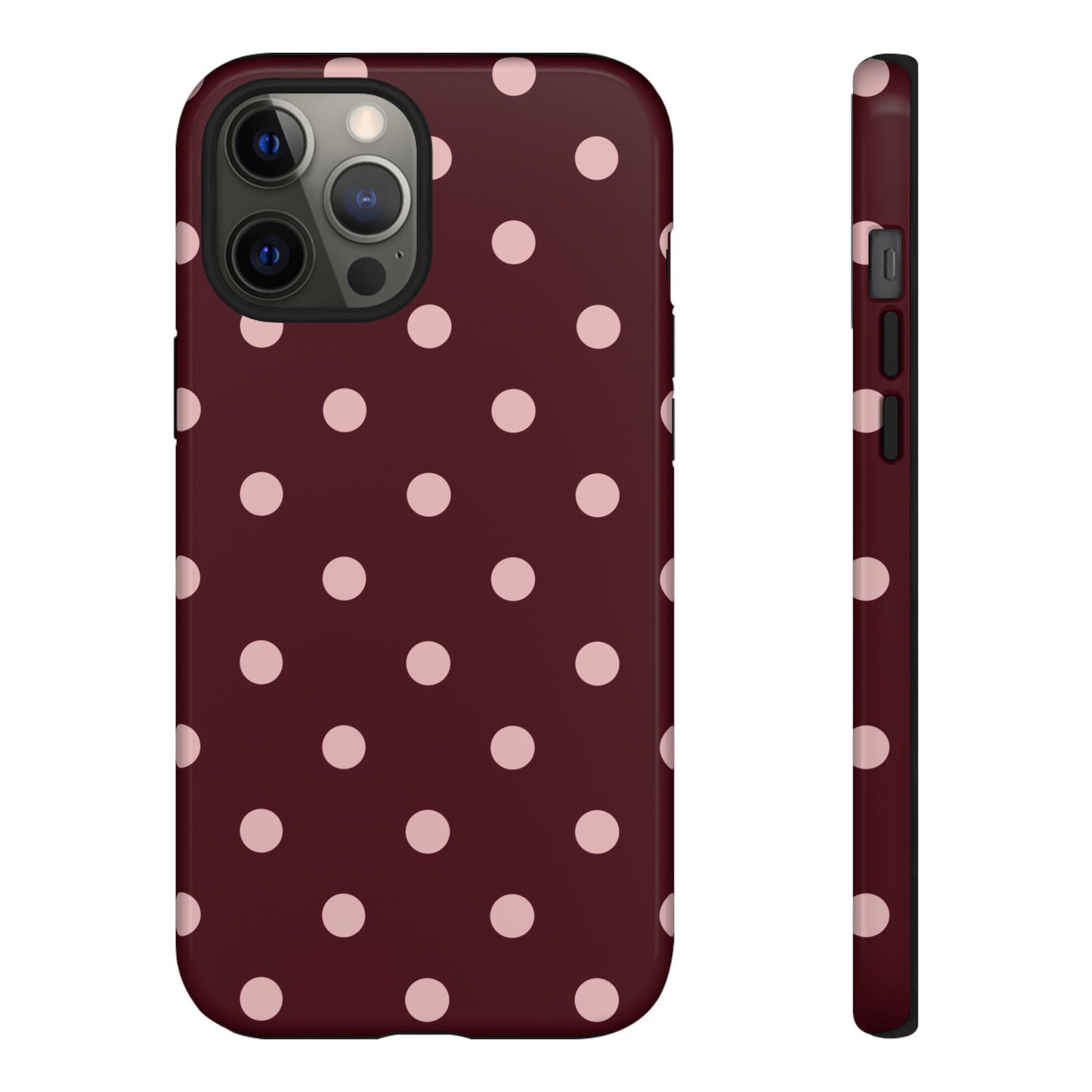 Burgundy & Blush Polka Dot Tough Phone Case