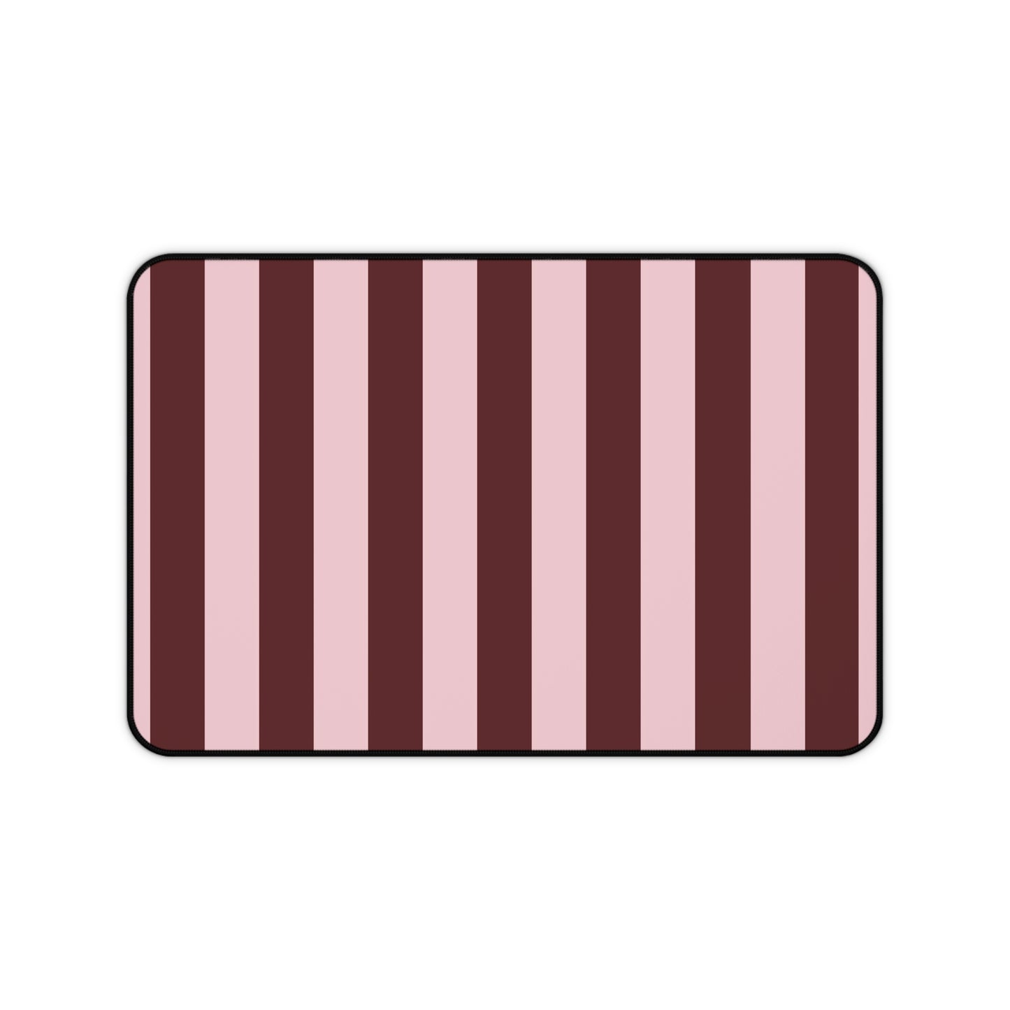 Striped Pink & Burgundy Desk Mat — Large Matte Mousepad for Office & Gaming