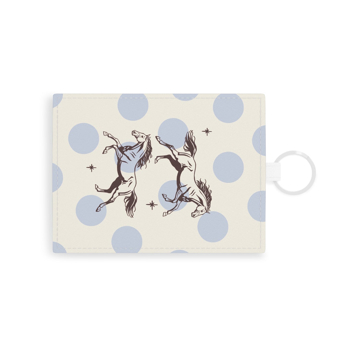 Horse Polka Dot Saffiano Card Holder — Leather Cardholder with Dancing Horses