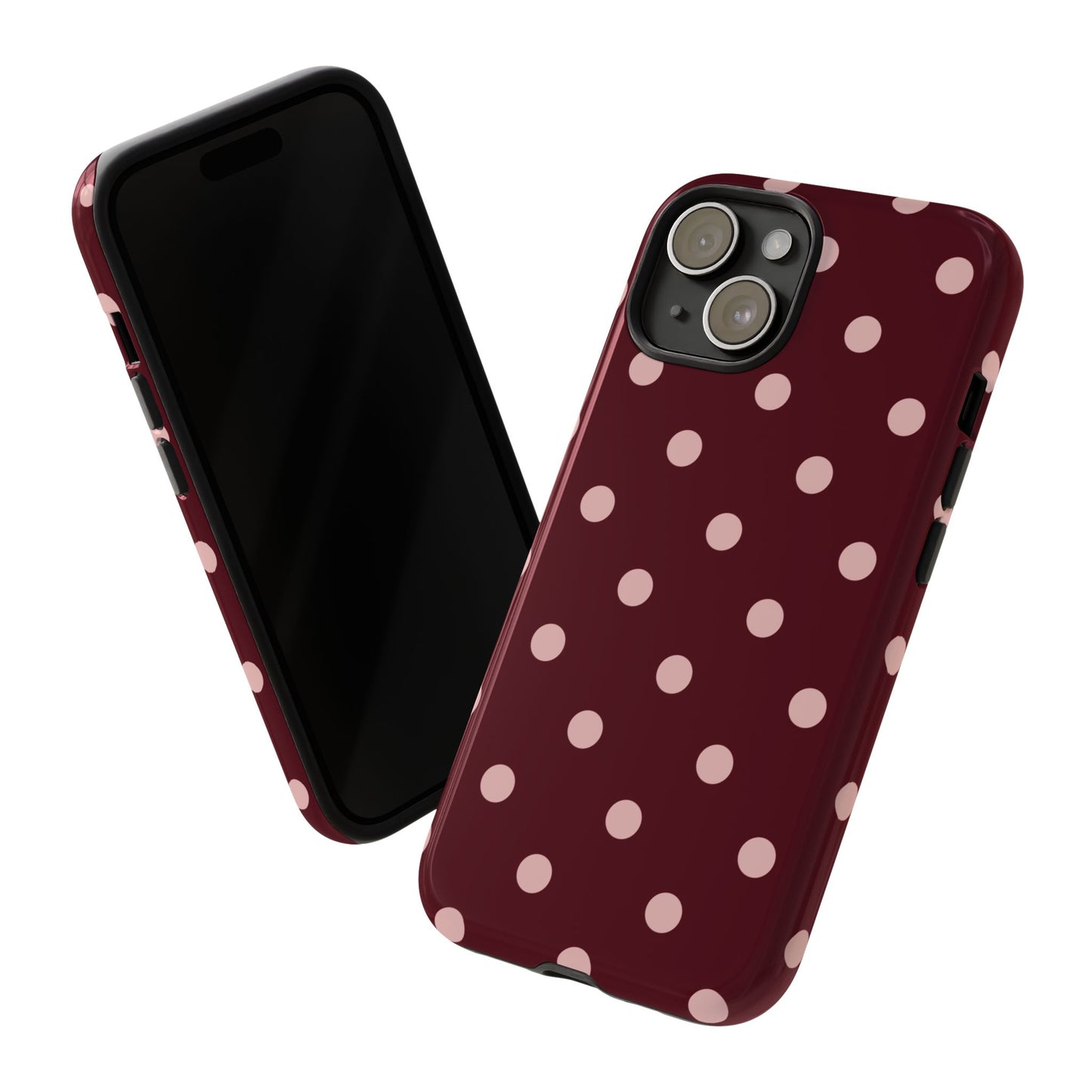 Burgundy & Blush Polka Dot Tough Phone Case