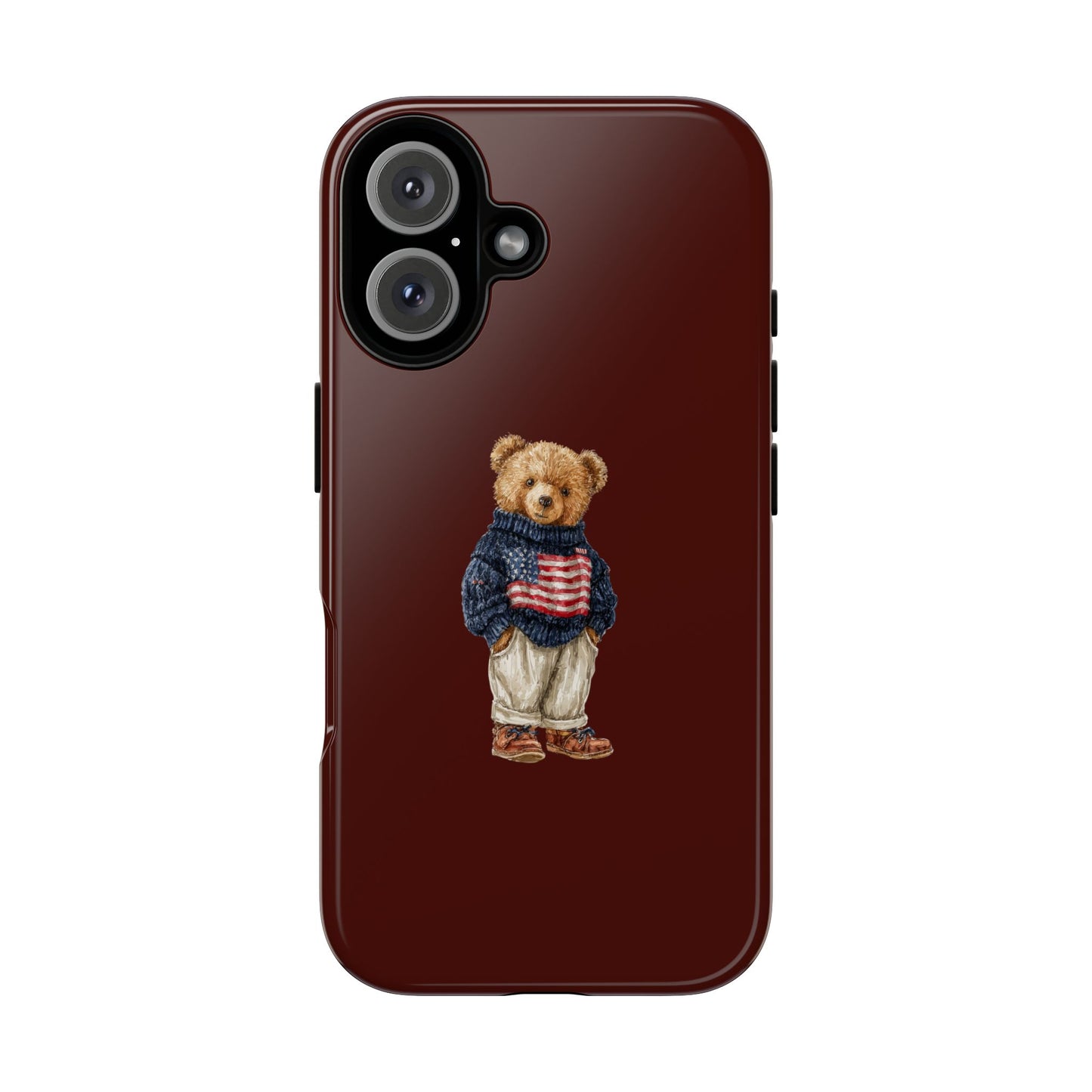 Teddy Bear in American Flag Sweater Tough Phone Case