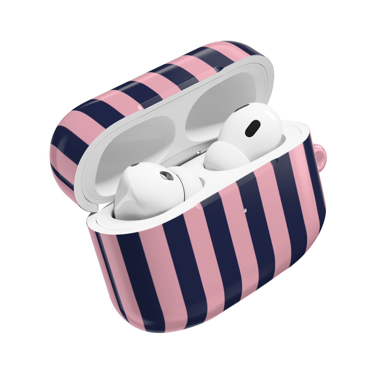 Pink & Navy Striped AirPod Case — Chic Protective Sleeve