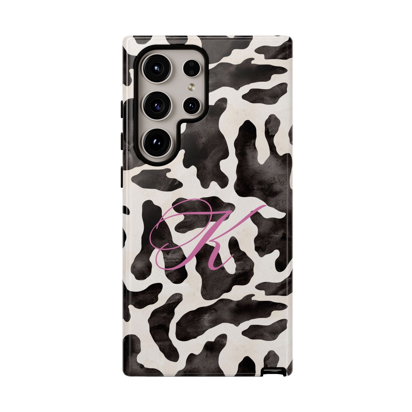Personalized Monogram Cow Print Tough Phone Case