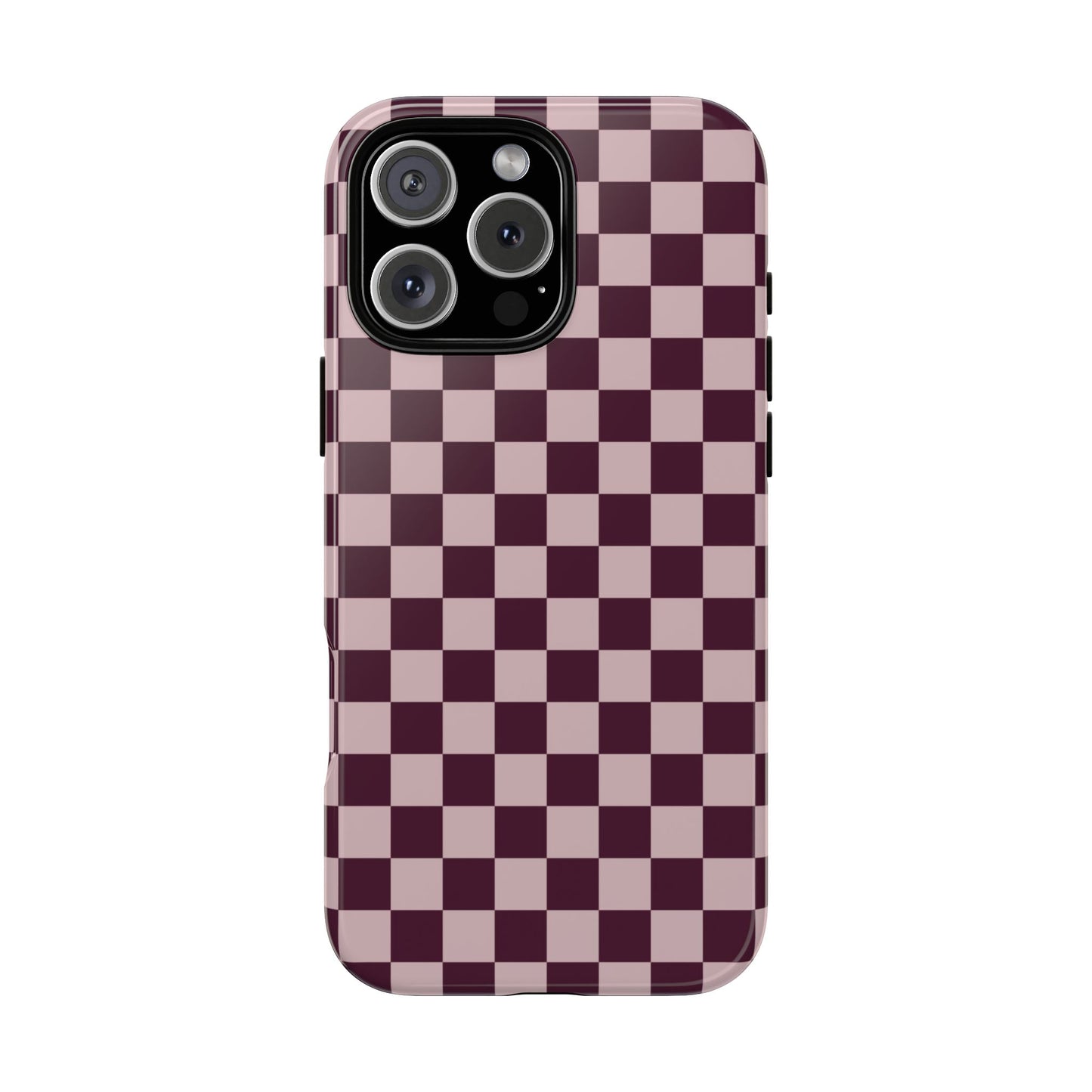 Burgundy & Pink Checkered Phone Case