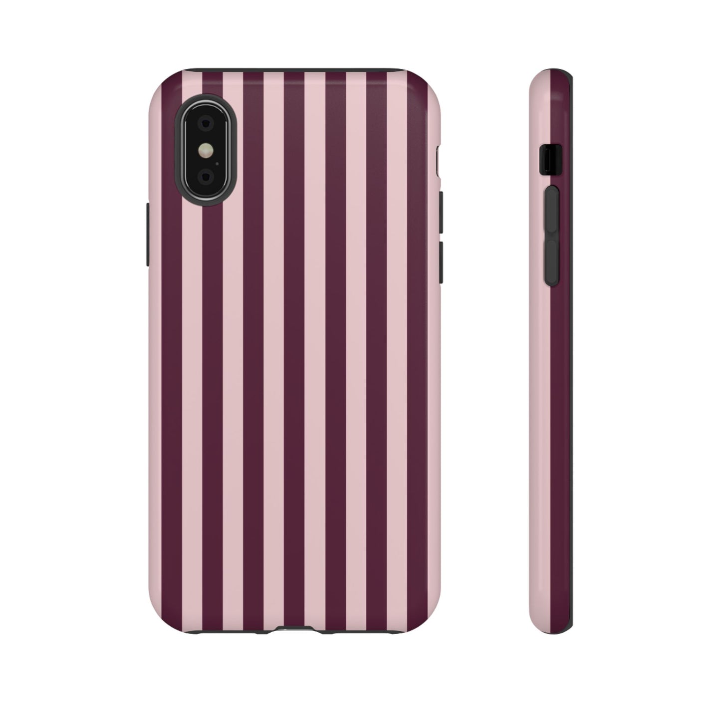 Pink & Burgundy Striped Tough Phone Case