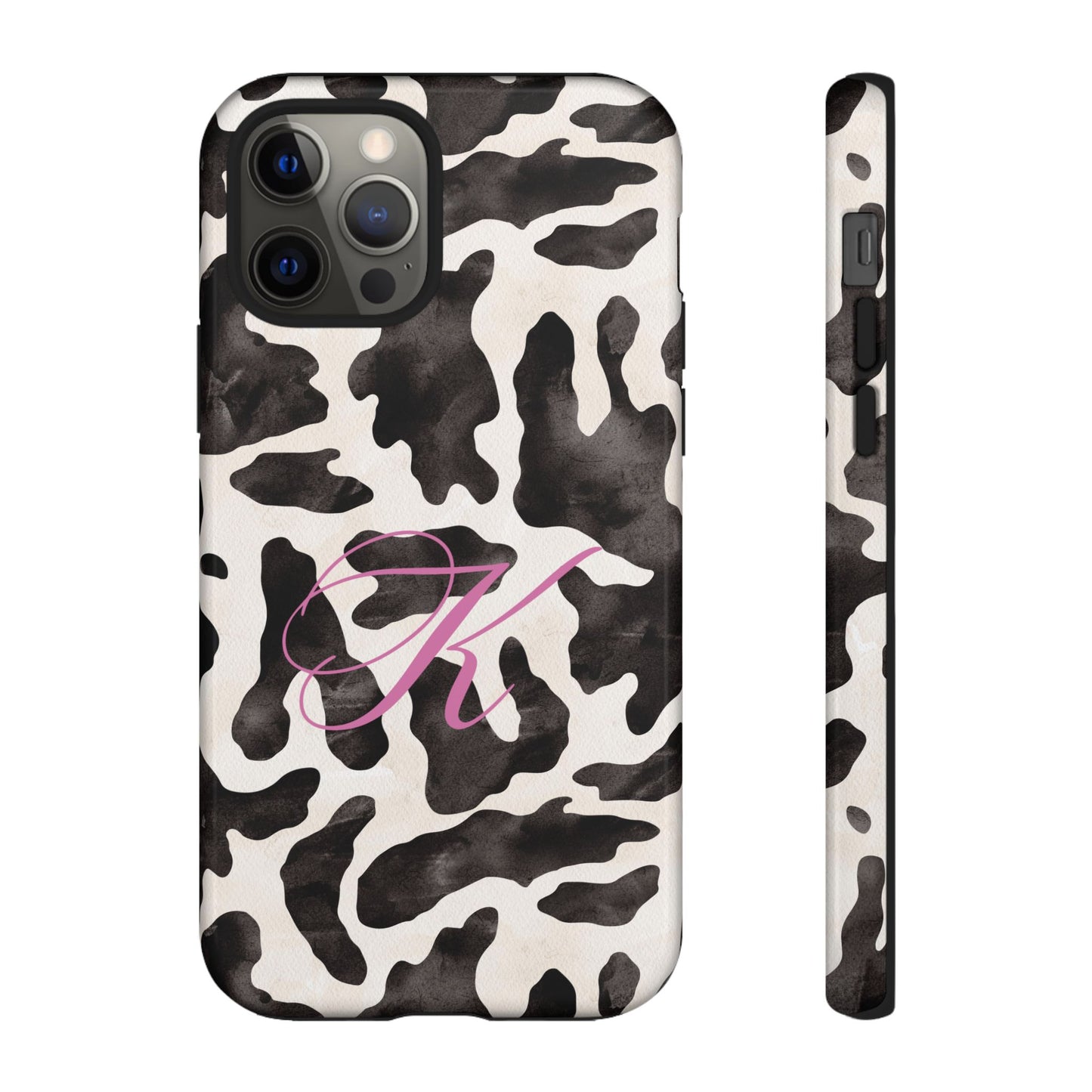 Personalized Monogram Cow Print Tough Phone Case
