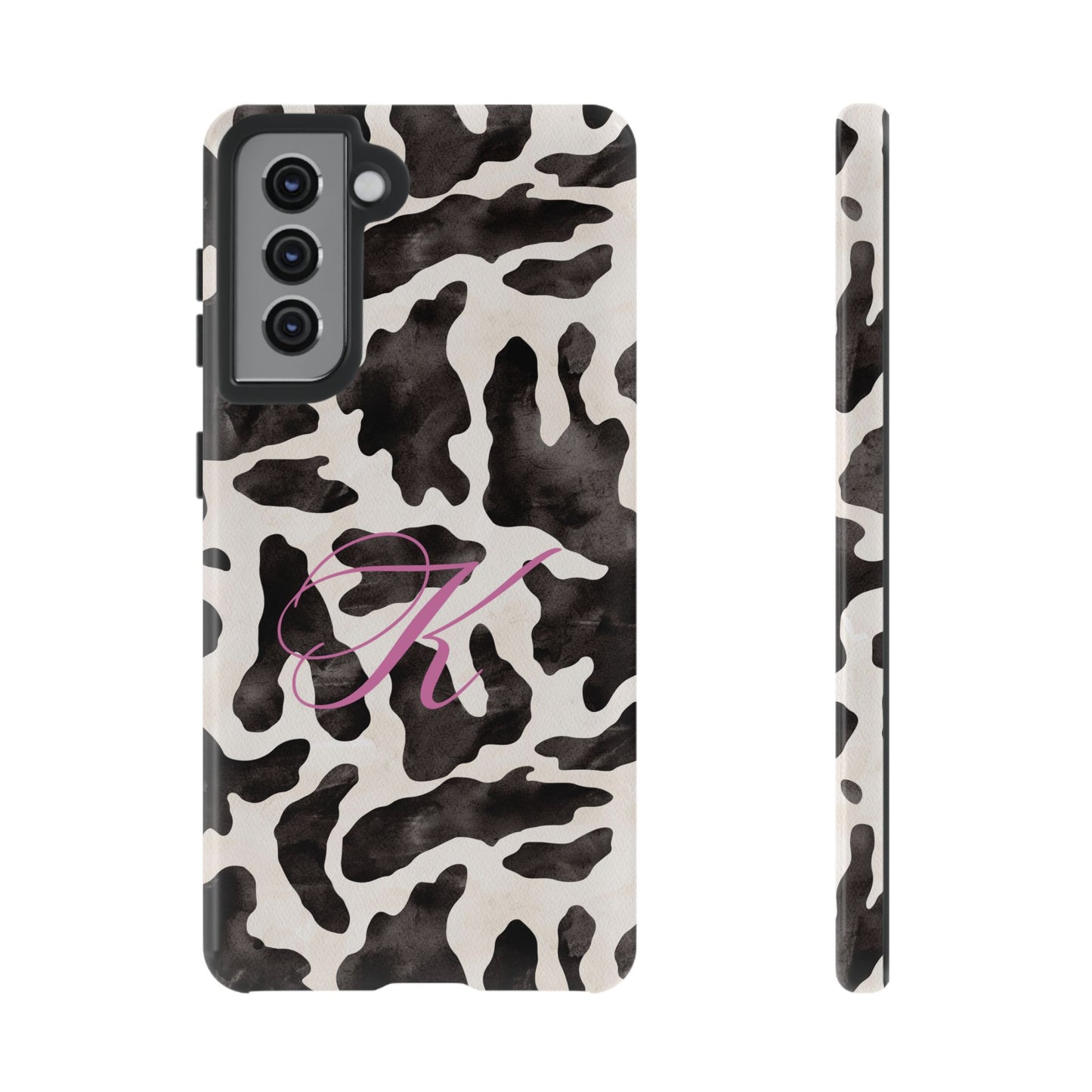 Personalized Monogram Cow Print Tough Phone Case