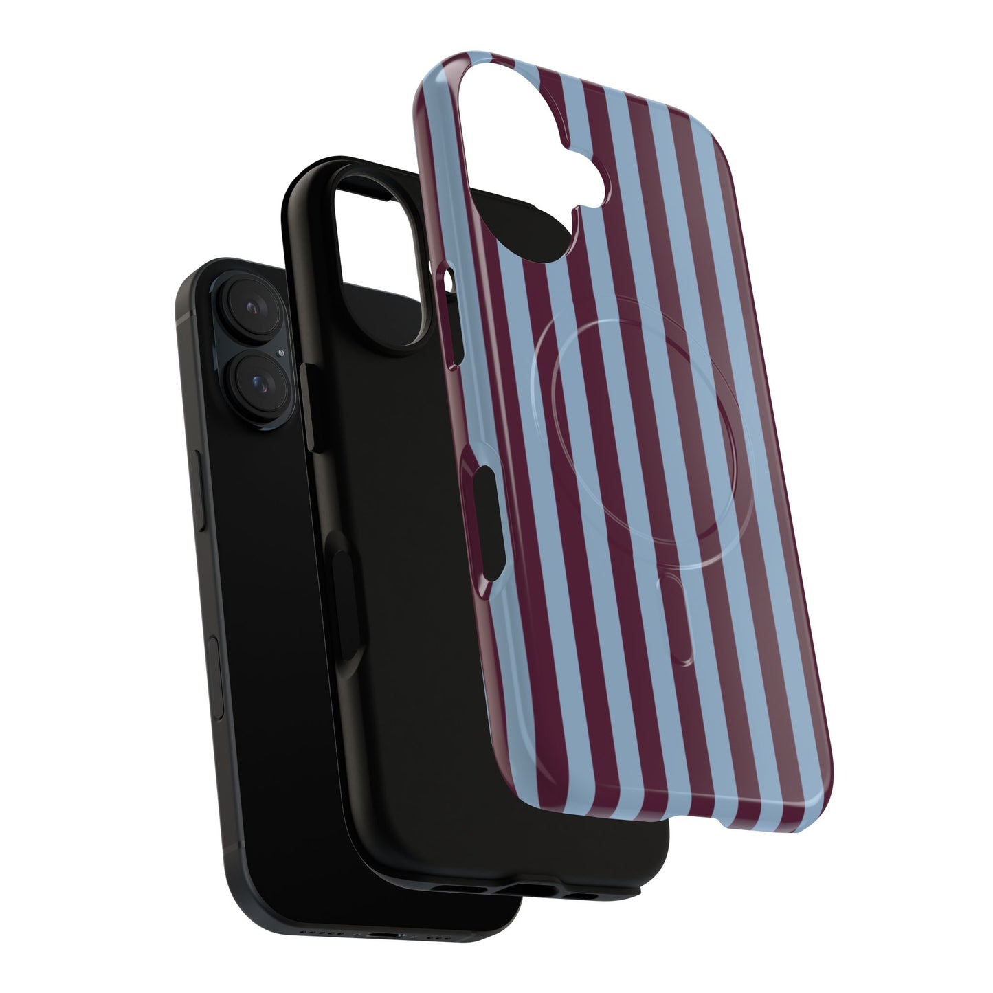 Burgundy & Blue Striped Magnetic Phone Case