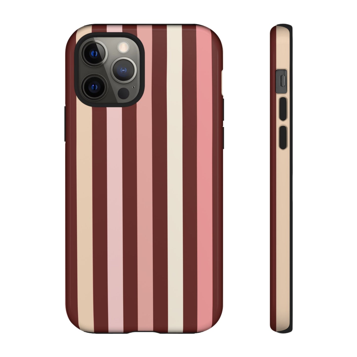 Burgundy Striped Tough Phone Case