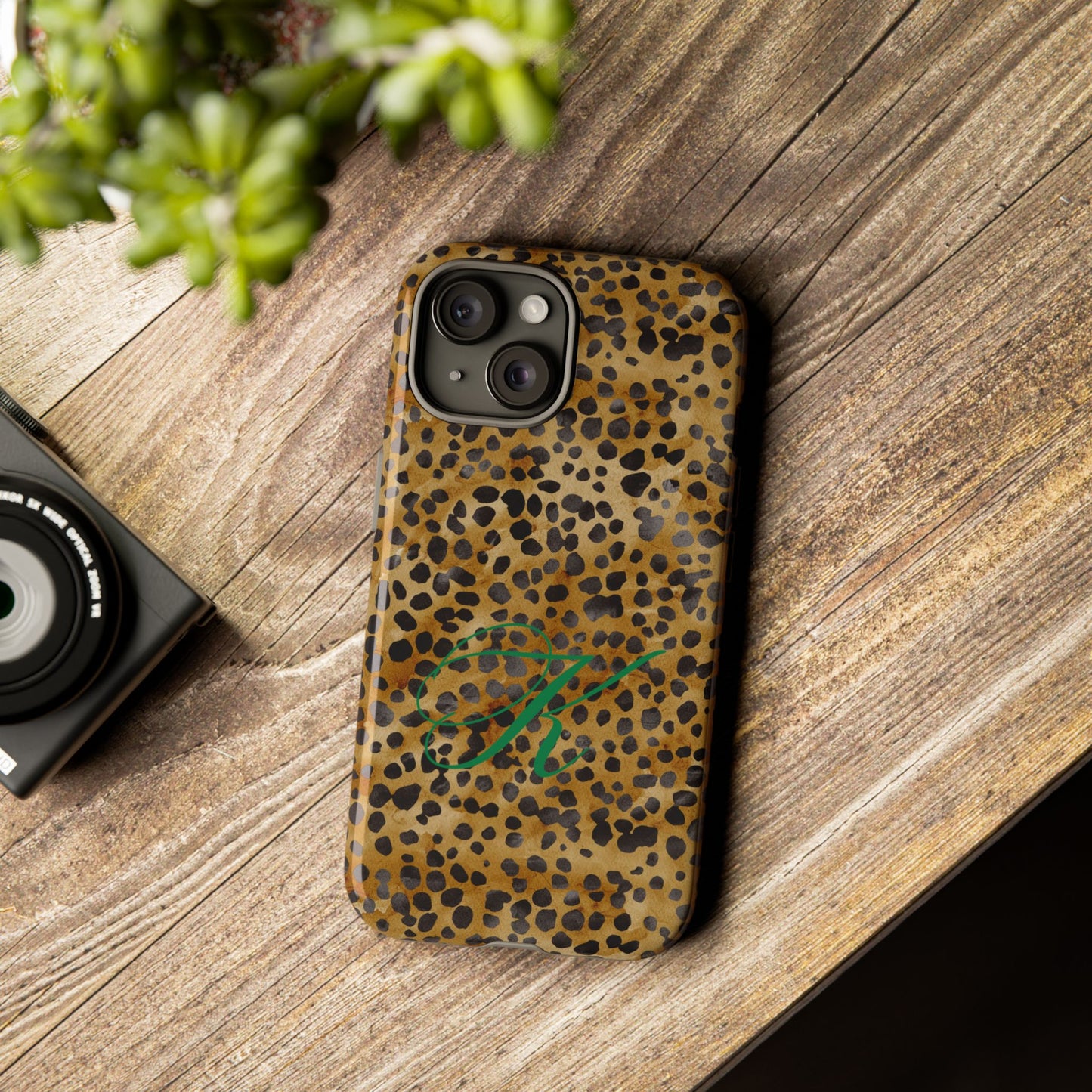Personalized Initial Leopard Monogram Tough Case