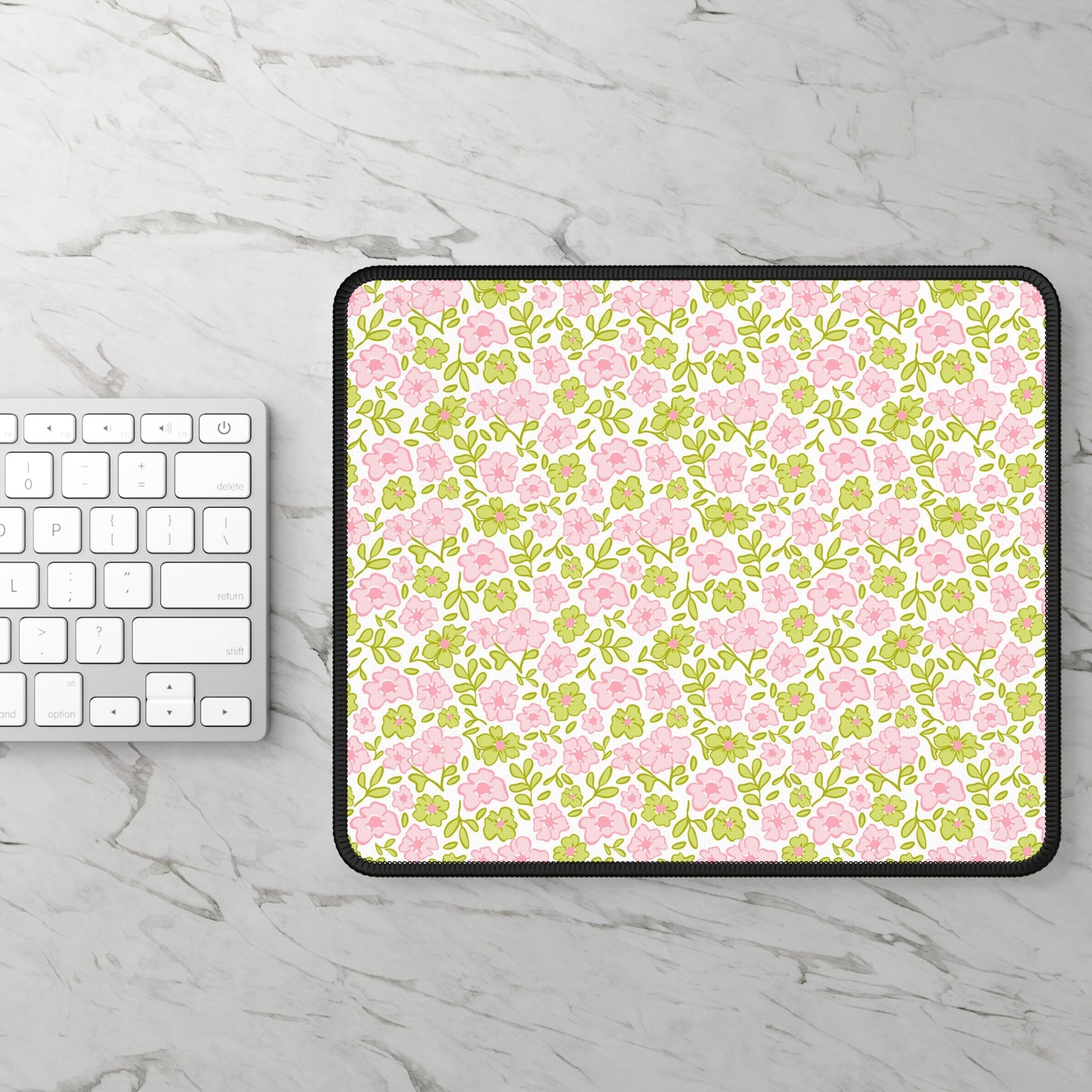Mouse Pad — Pink Floral Pattern Gaming Desk Mat