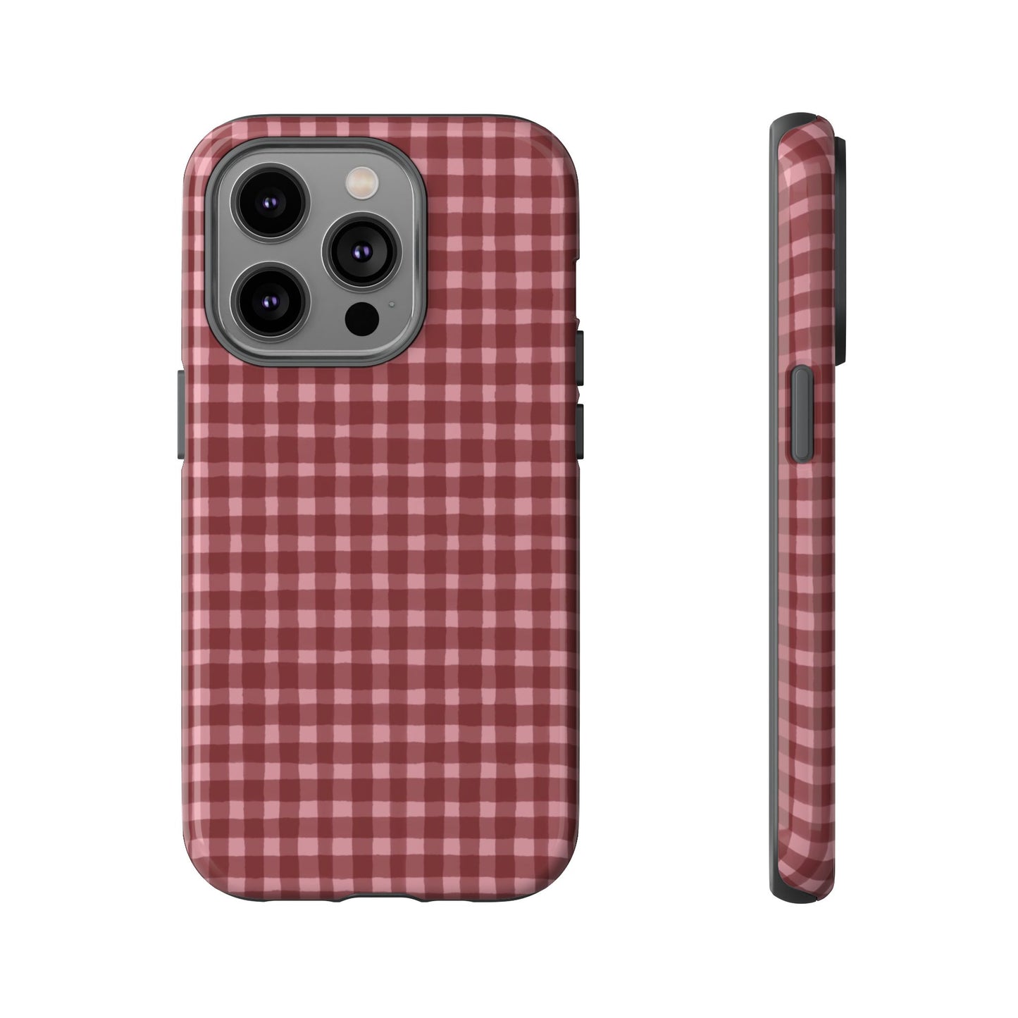 Gingham Burgundy Tough Phone Case