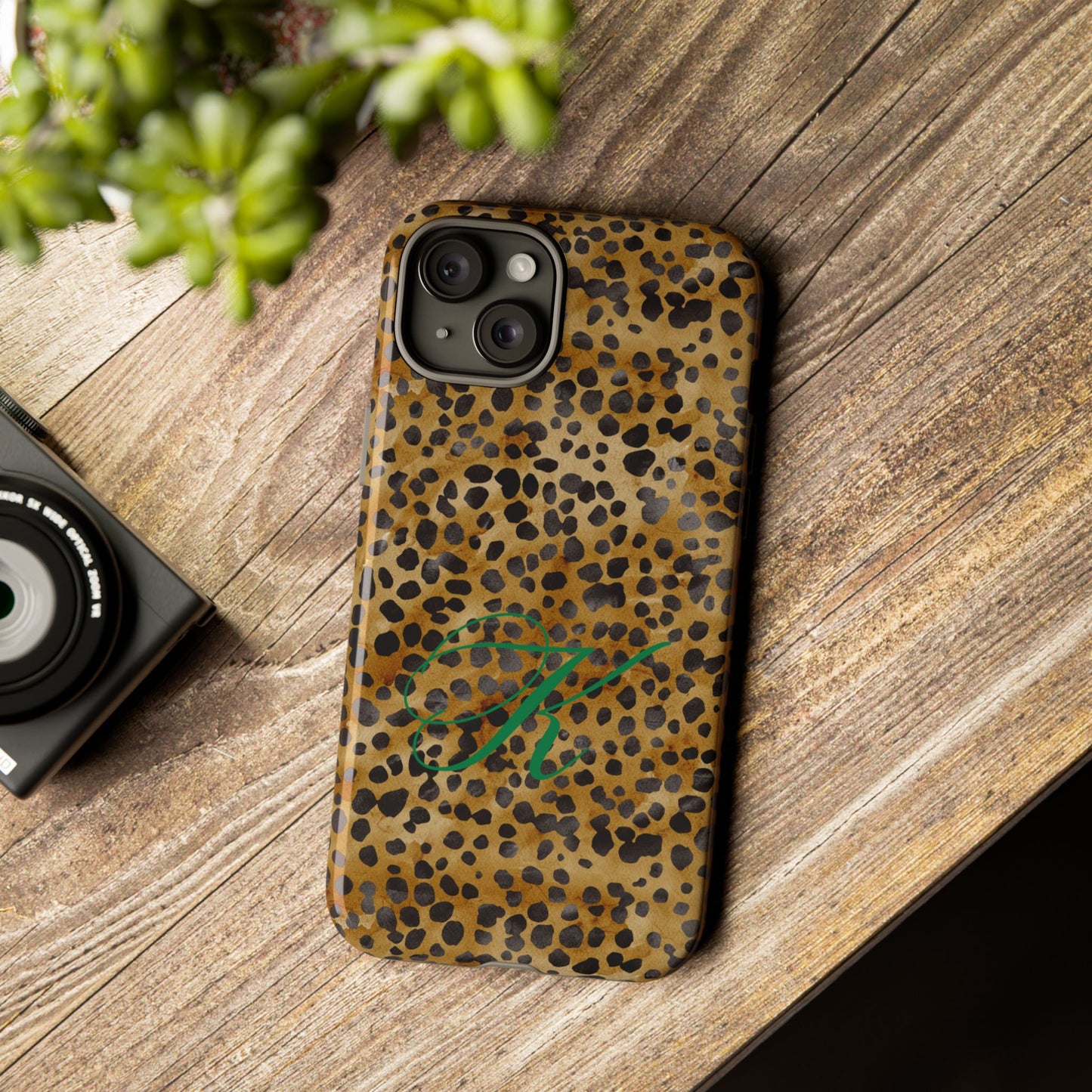 Personalized Initial Leopard Monogram Tough Case