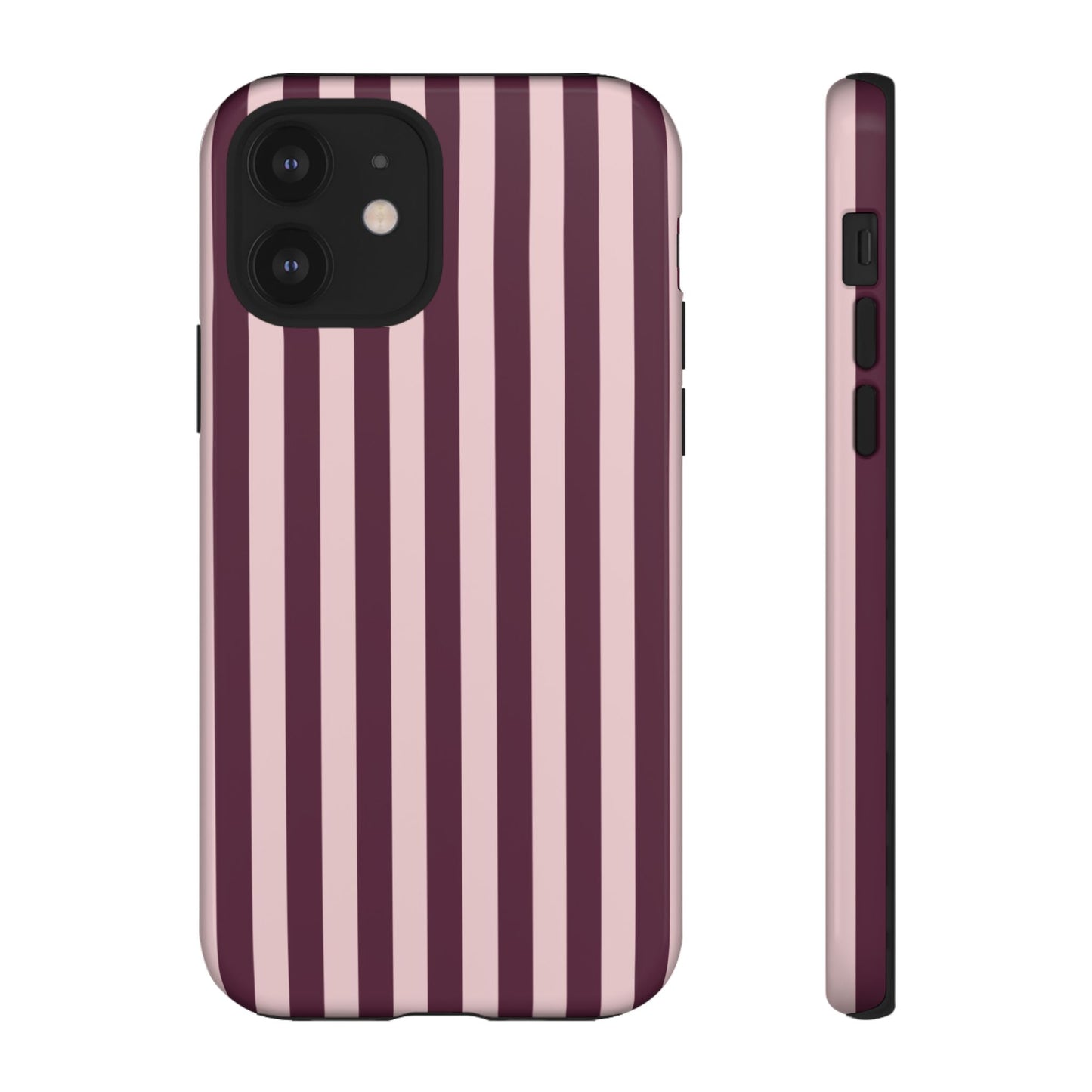 Pink & Burgundy Striped Tough Phone Case
