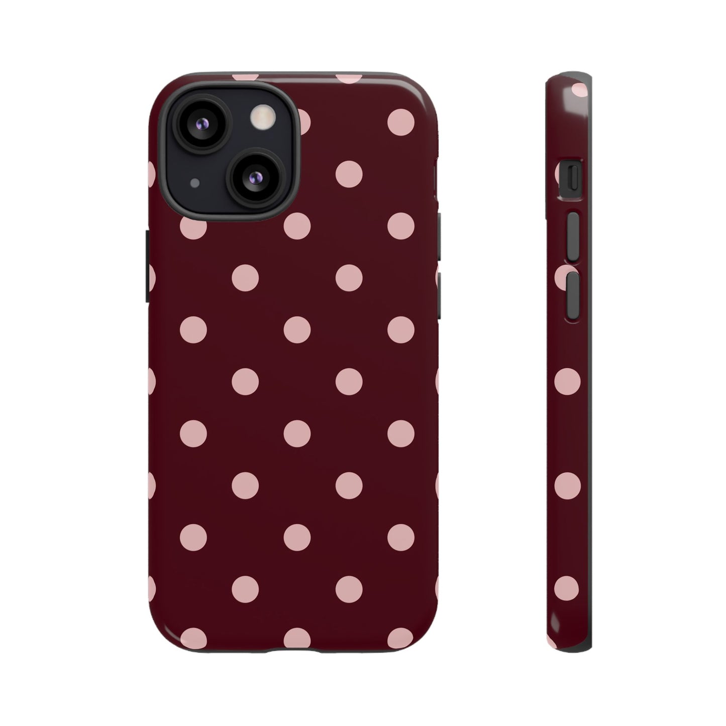 Burgundy & Blush Polka Dot Tough Phone Case