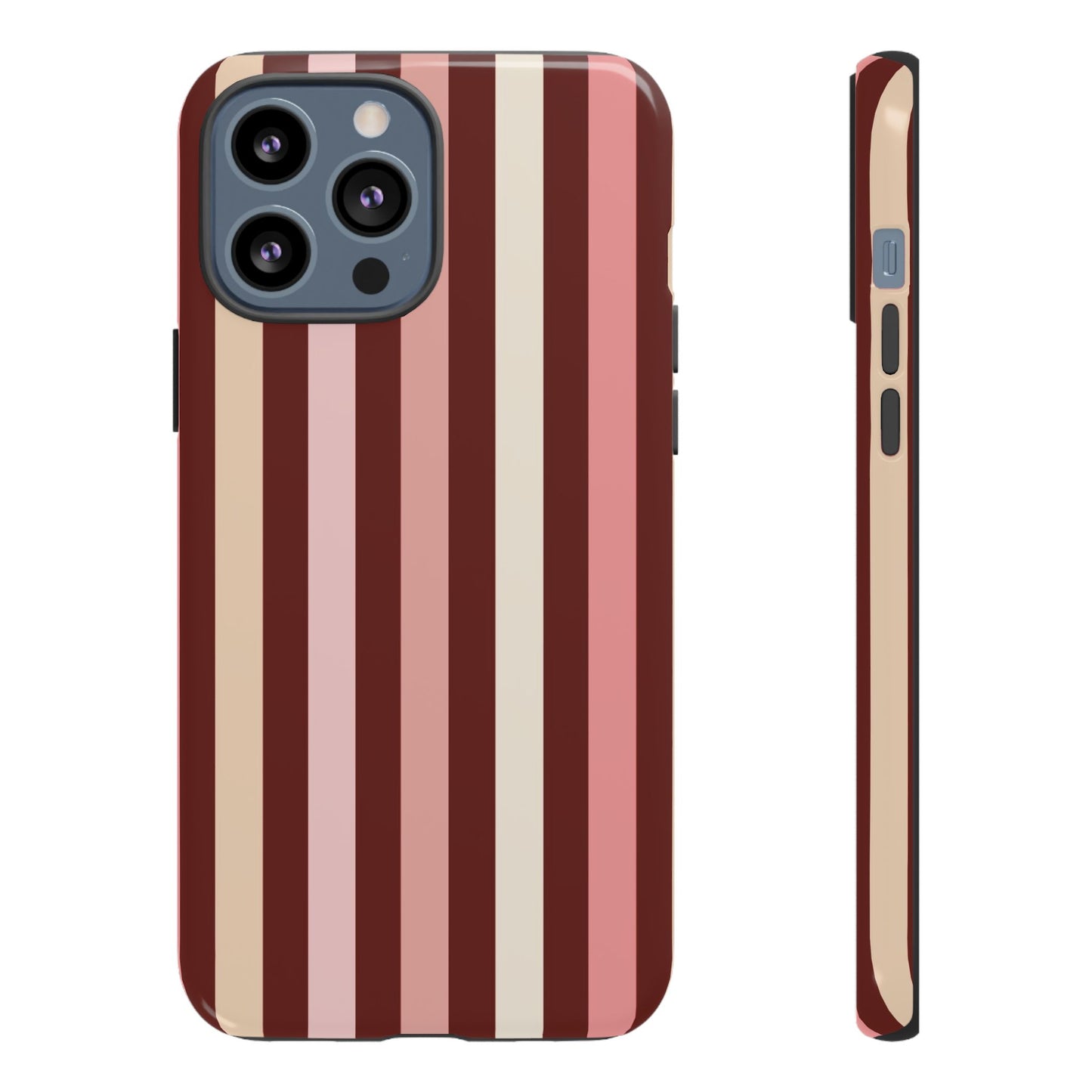 Burgundy Striped Tough Phone Case